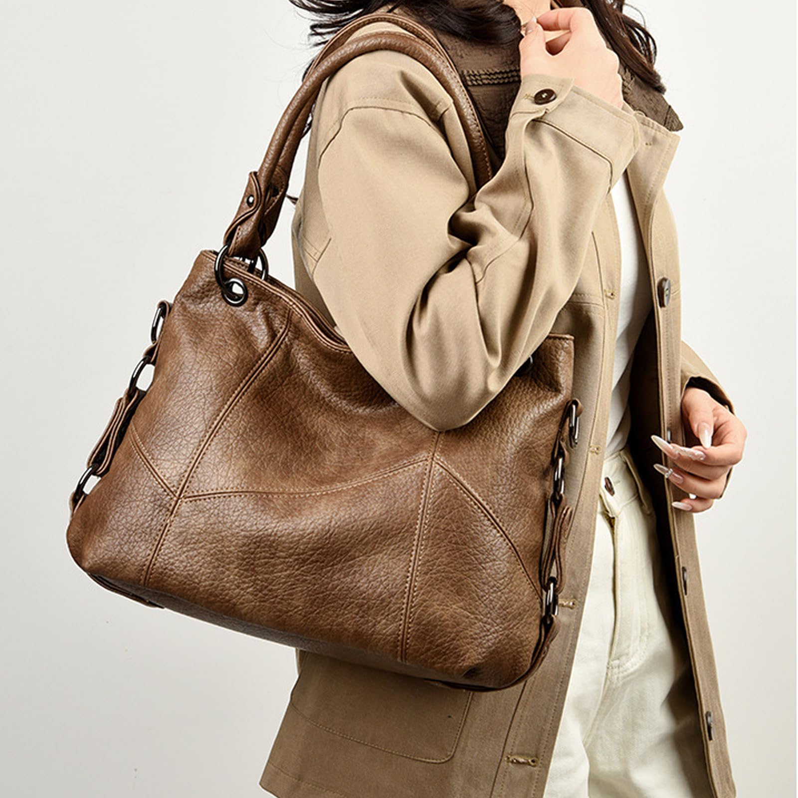Bolso de mano Mujer Cuero PU Bolso Bandolera Gran Capacidad Bolso de hombro