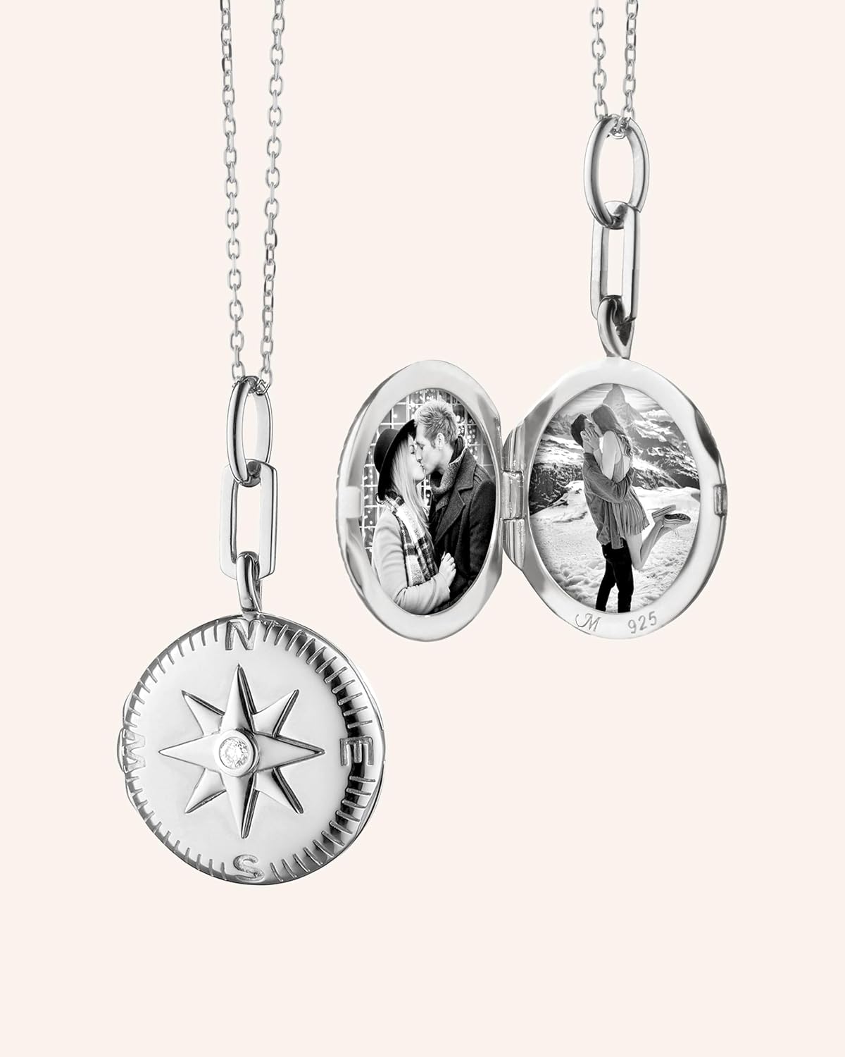 Monica Rich Kosann Sterling Silver Compass Sapphire Locket