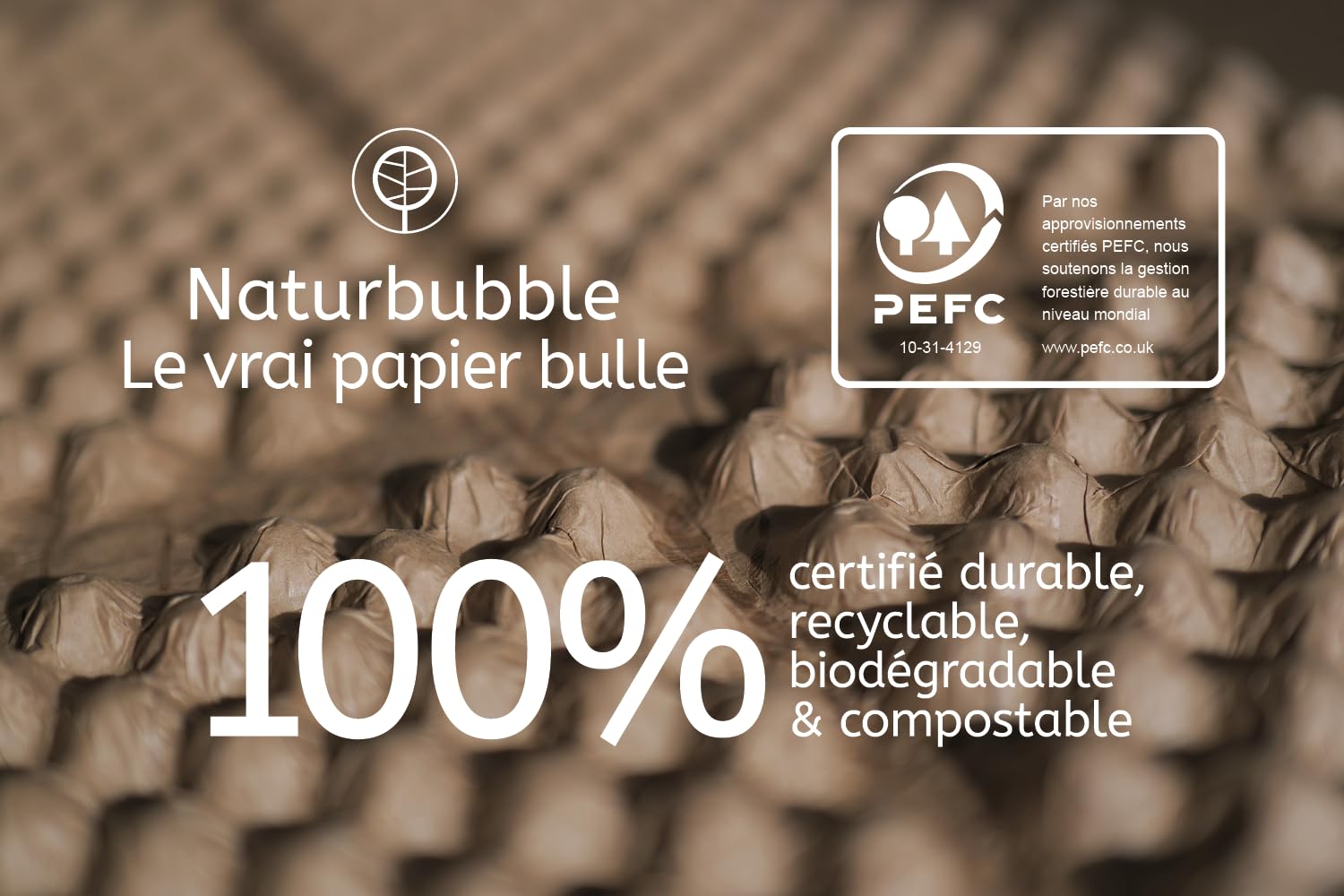 Papier Bulle Écologique Kraft 100 Feuilles 60×40cm - Emballage Colis Déménagement - Recyclable Biodégradable