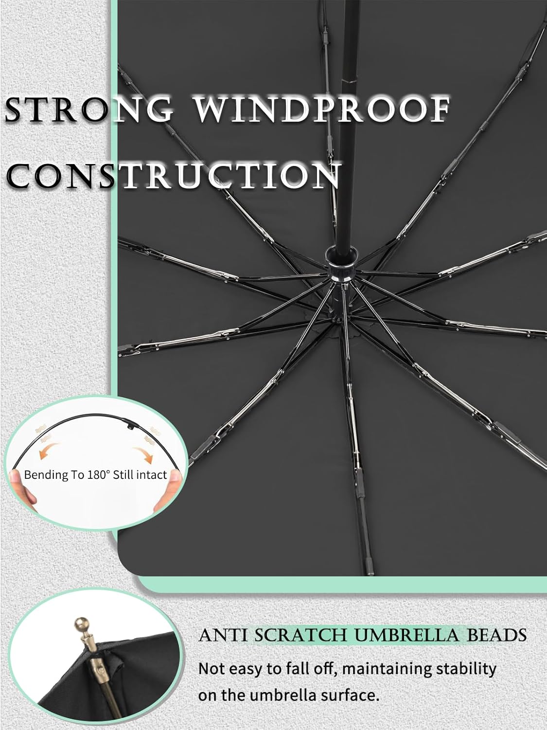 Umbrellas Windproof Travel Compact Umbrella for Rain,Light Portable and Automatic Rain Umbrella,Durable & Compact Folding Umbrellas, Strong Fiberglass Frame, Fits Car & Backpack - Image 3