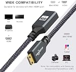 Twozoh Mini HDMI to HDMI Adapter 2 Pack, Mini HDMI Male to HDMI Female Braided Extension Cable Support 3D 4K 1080p Camcorder, Graphics Card, Laptop, Tablet, HDTV, Projector