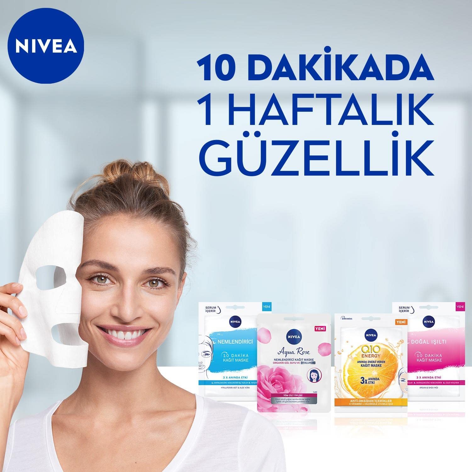 NIVEA Q10 Energy Kağıt Yüz Maskesi 1 Adet,Kırışıklık Karşıtı İnce Çizgiler,Nemlendirici,Anti-Oksidan,C Vitamini