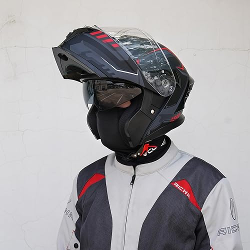Miniatura 6 de Casco de motocicleta, casco modular de motocicleta con doble visera abatible JR-815, casco de motocicleta aprobado por DOT con 2 viseras para