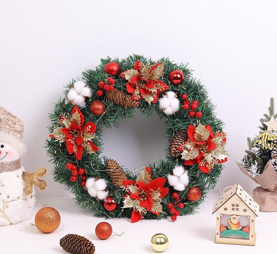 Amazon.co.jp: 【FanNii】クリスマスリース 玄関ドア用 40~60cm
