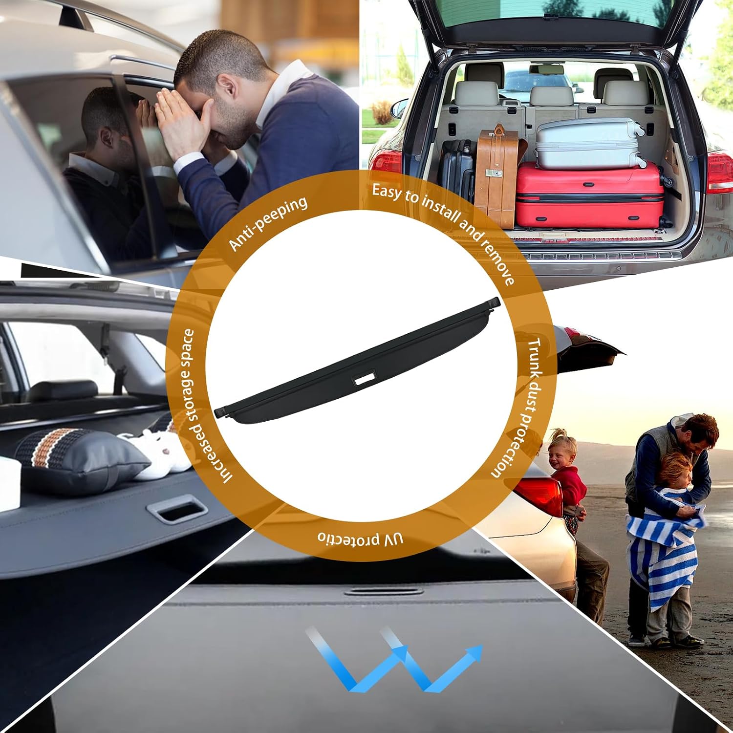 Cargo Cover for Ford Bronco - Retractable Cargo Cover Fit for Ford Bronco 2025-2021 4-Door Trunk Cover for Bronco Accessories with Cargo Net (Not Fit for Bronco Sport or Bronco 2-Door)