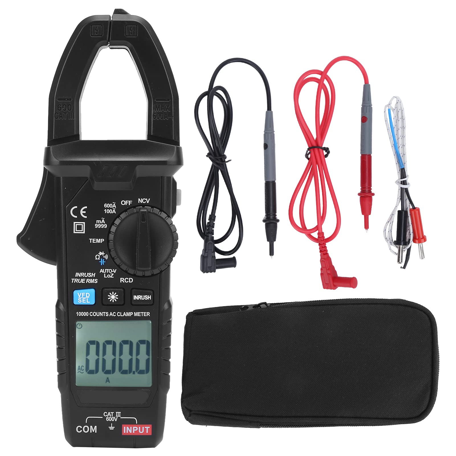 CM83C Digitales Zangenmessgerät, Präziser Echteffektivwert-Tester für Elektriker, Tragbares ABS-Design mit 9999-Zähler-Anzeige