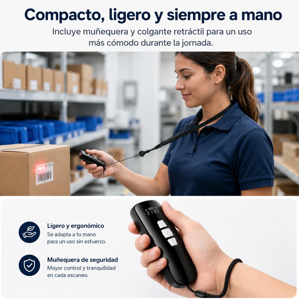 LOXS Lector codigo de Barras inalambrico 1D y Lector QR 2D para TPV y almacen – escaner codigo de Barras inalambrico Bluetooth USB 2.4GHz – Lector codigo Barras Android iOS Windows