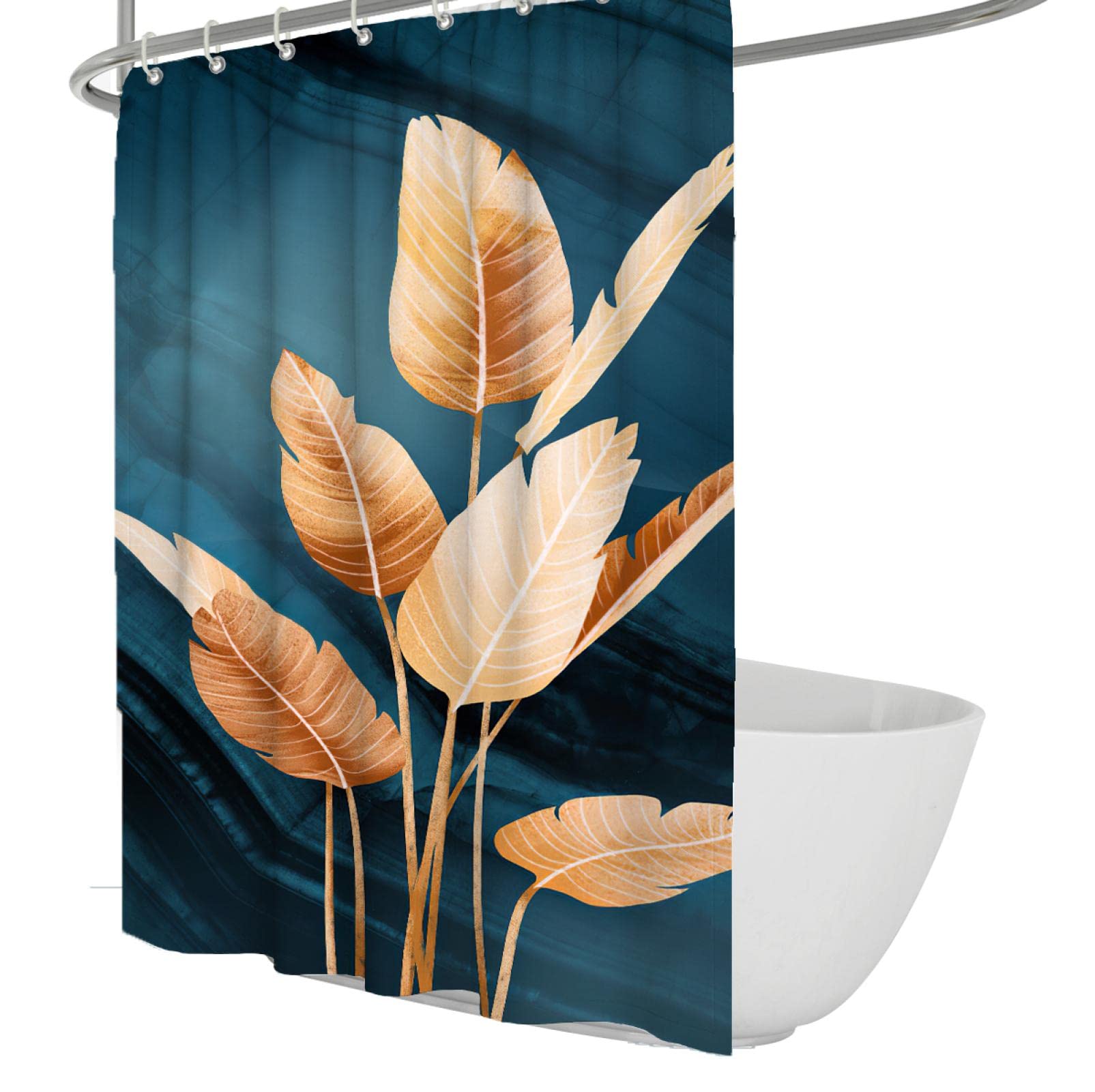 Rideau de douche bleu foncé or de qualité premium 240x200cm pour hôtel