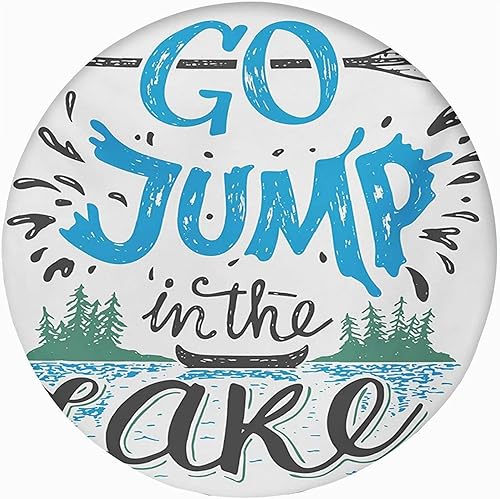 Mantel decorativo redondo y ajustable, con estampado de cabina, cojín de mesa de poliéster con bordes elásticos, estilo vintage, con cita