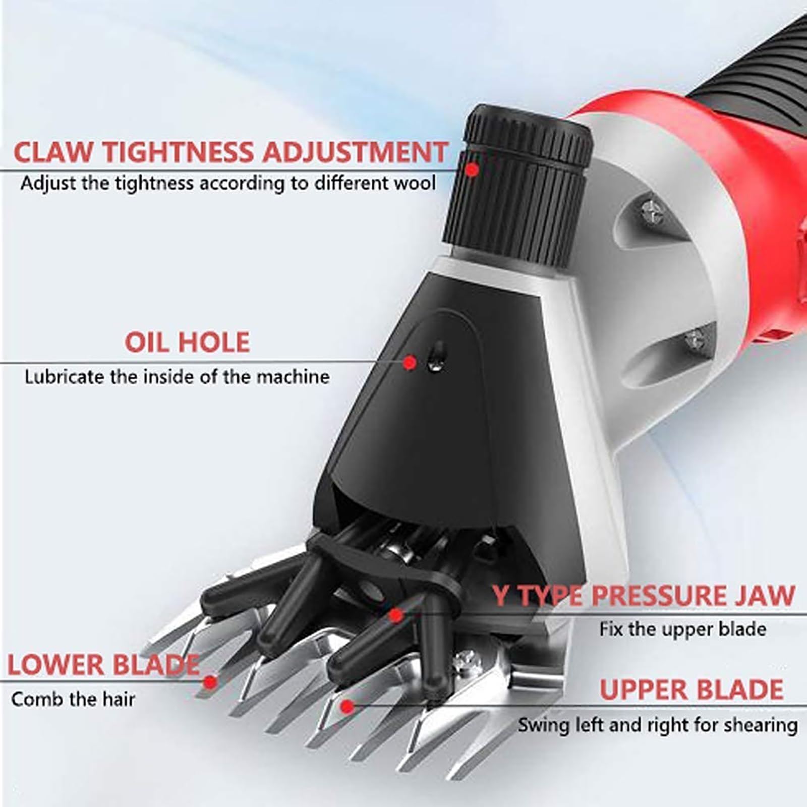 Tosatrice Elettrica per Pecore 1000W, Resistente con 6 Velocità, per Tosatura Professionale Della Lana, Nessun Danno Alla Lana per Pecore, Capre, Alpaca E Lama(9 TOOTH STRAIGHT BLADE)