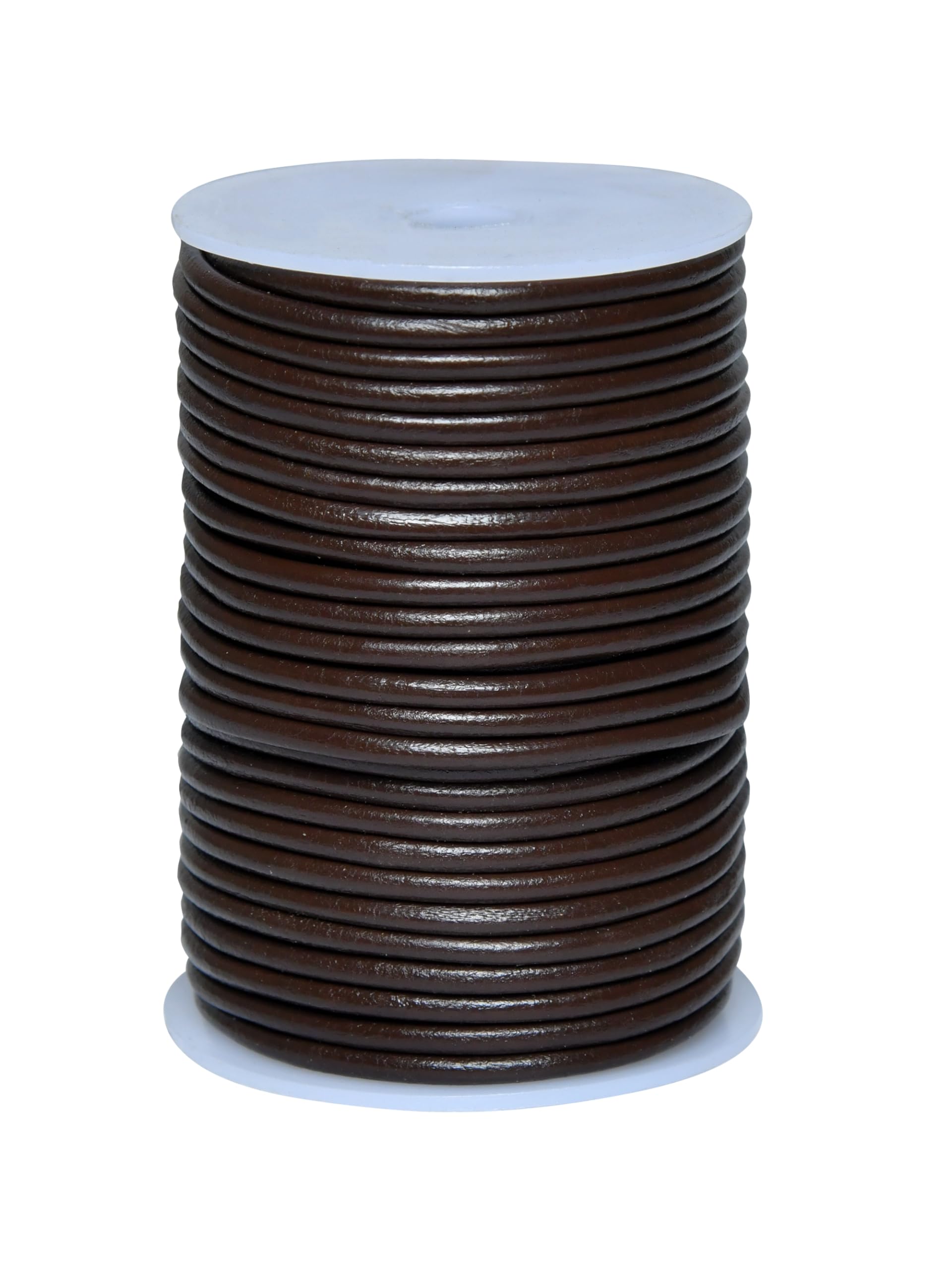 Cords Essentials Round Leather String Cord 4mm Dark Brown 11 Yards, 4.0 mm