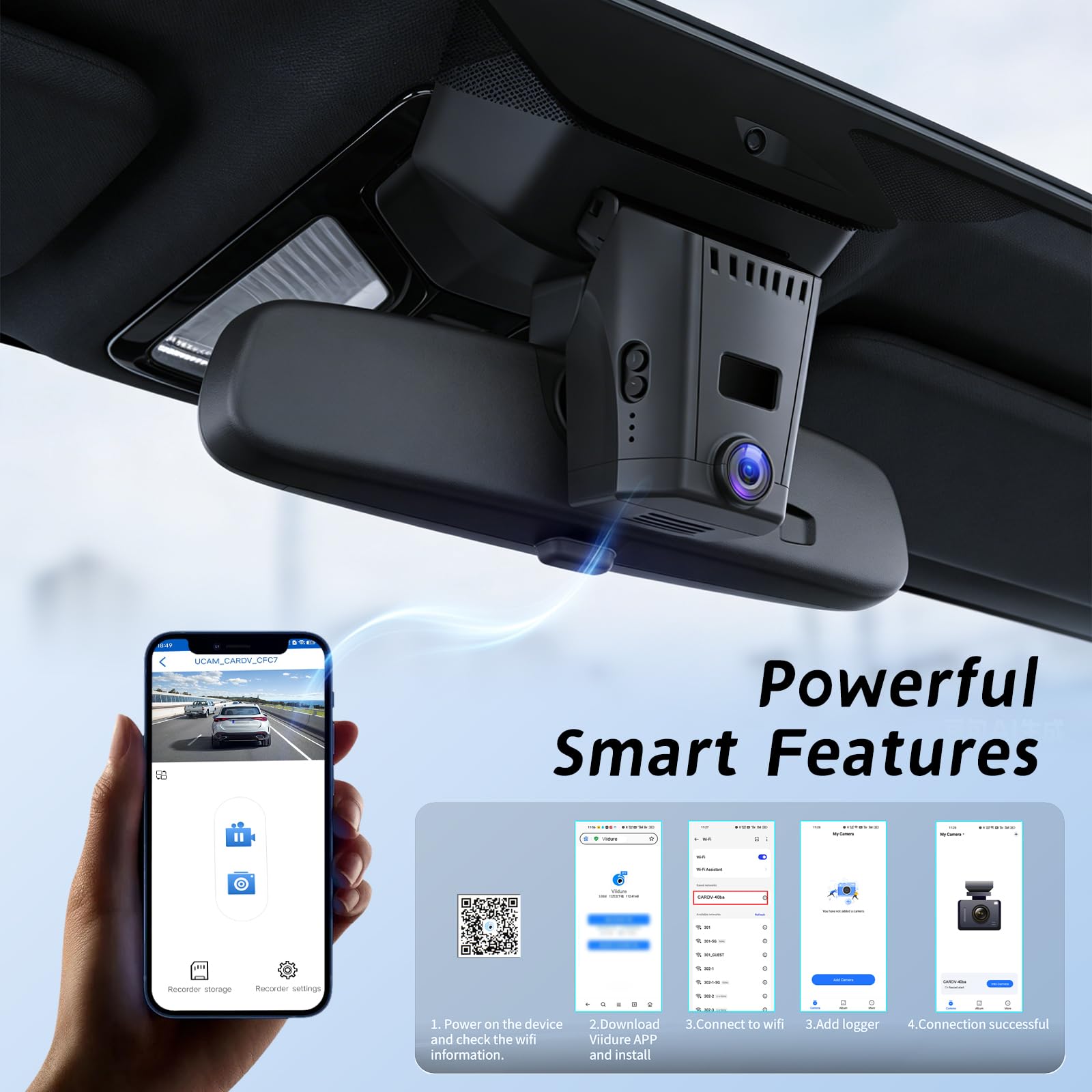 Hodozzy 4K Dashcam Coche para BMW 5 7 Series 2018-2023 530i 530e Xdrive 740i 745e ALPINA B7 Xdrive M760i, OEM Camara Coche UHD 2160P Video WiFi, Visión Nocturna, Grabación Bucle, Sensor G, Plug y Play