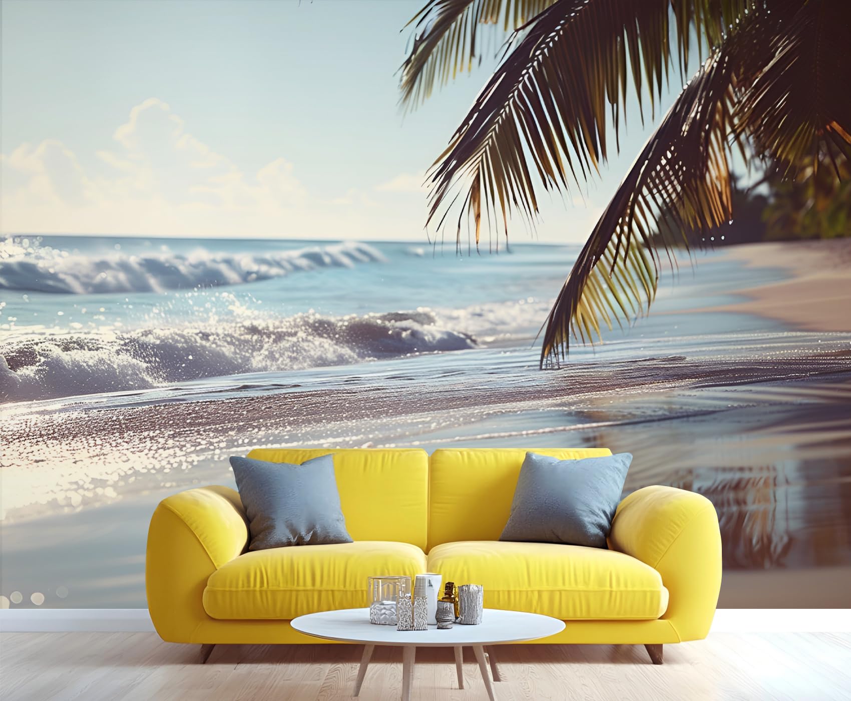 Beach Ocean Wall Mural – Large Peel & Stick Self-Adhesive Photo Wallpaper 144x100 Inches For Living Room, Bedroom, Or Any Smooth Surface