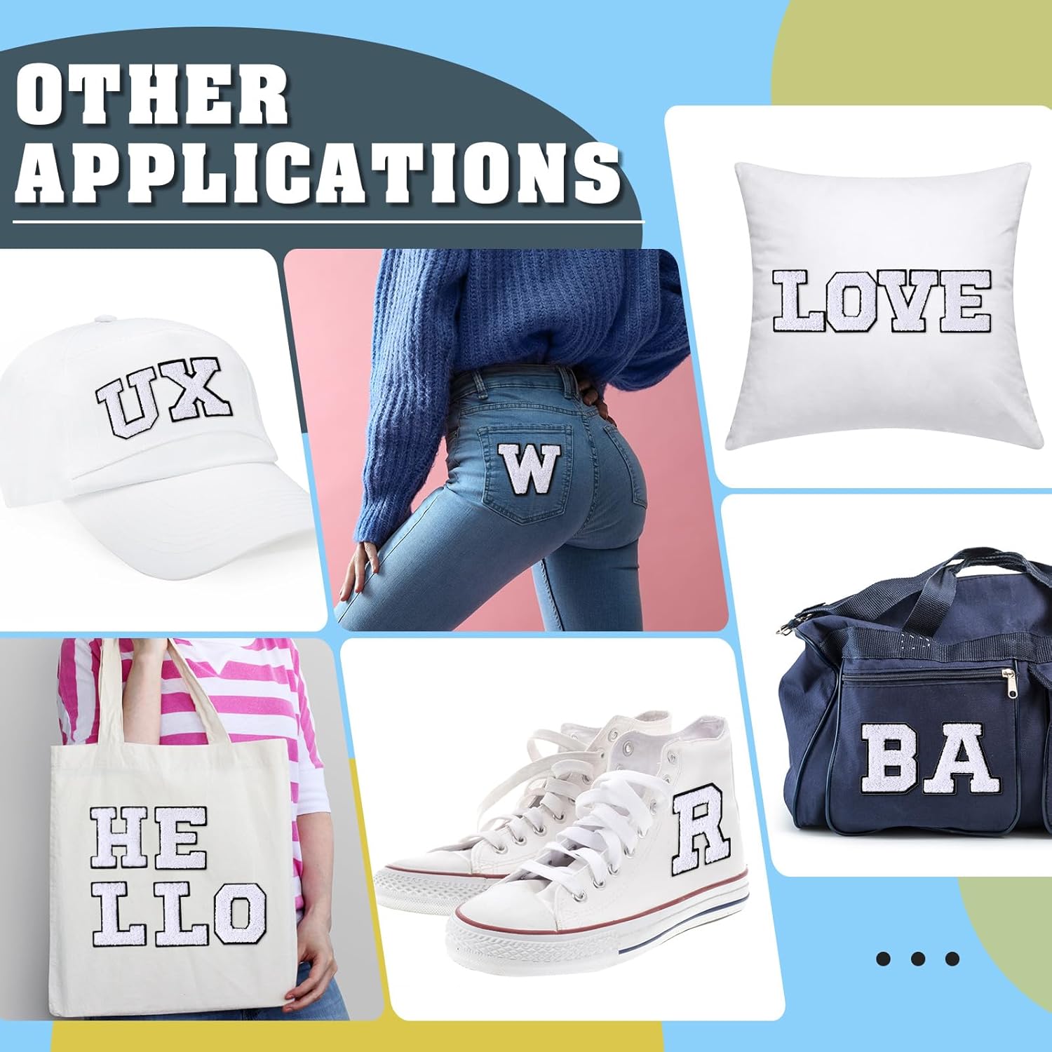 Jutom 156 Pieces Chenille Letter Patches Iron on Bulk Large 3.2 h x 2.4 w College Letters Patches Clothing Embroidered Trimmed Preppy Alphabet for Letterman Jackets Jeans (Black White Combination)