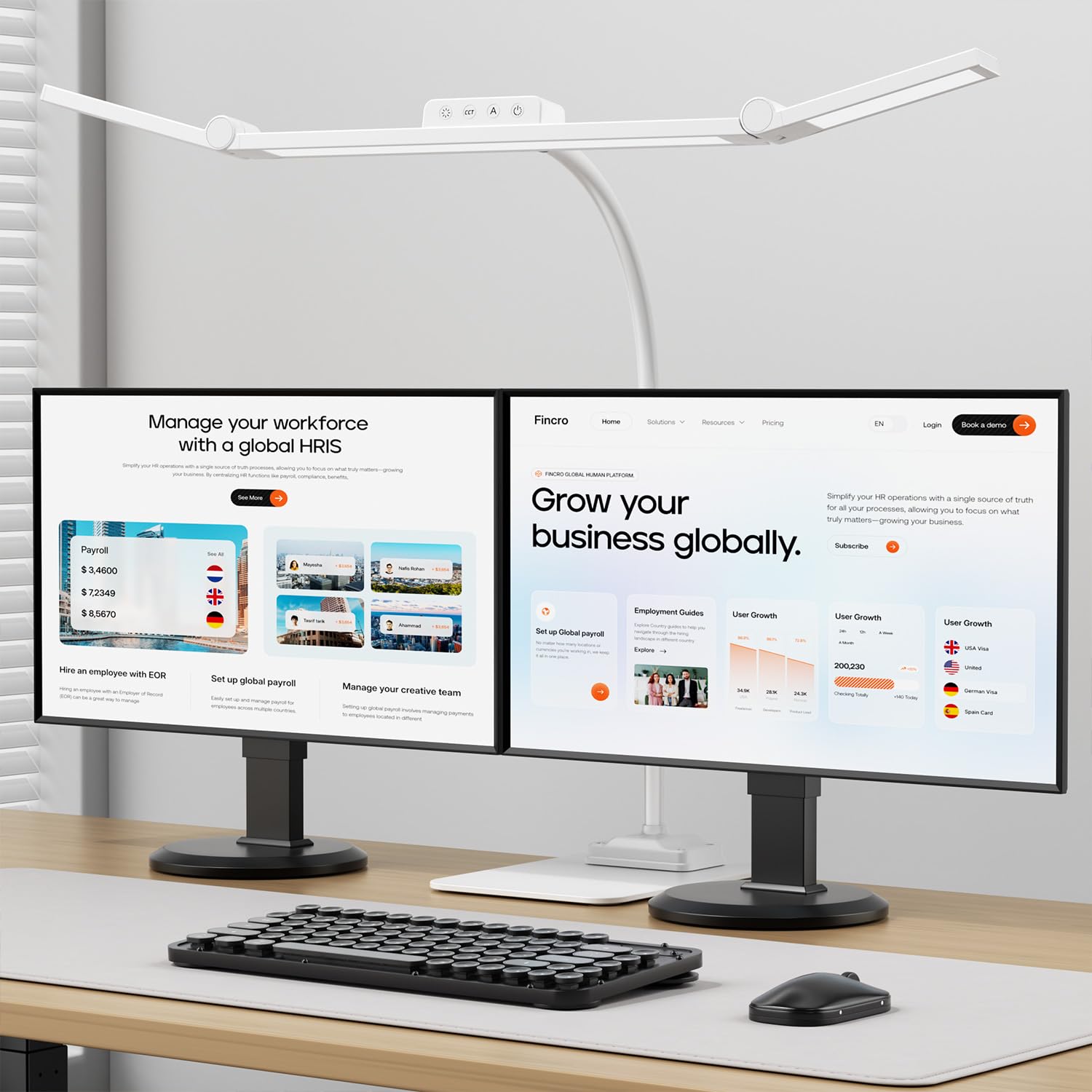 KableRika Lampada da scrivania, lampada da scrivania a LED con base 24 W, braccio flessibile, 4 temperature di colore e luminosità regolabili, controllo touch, protezione degli occhi