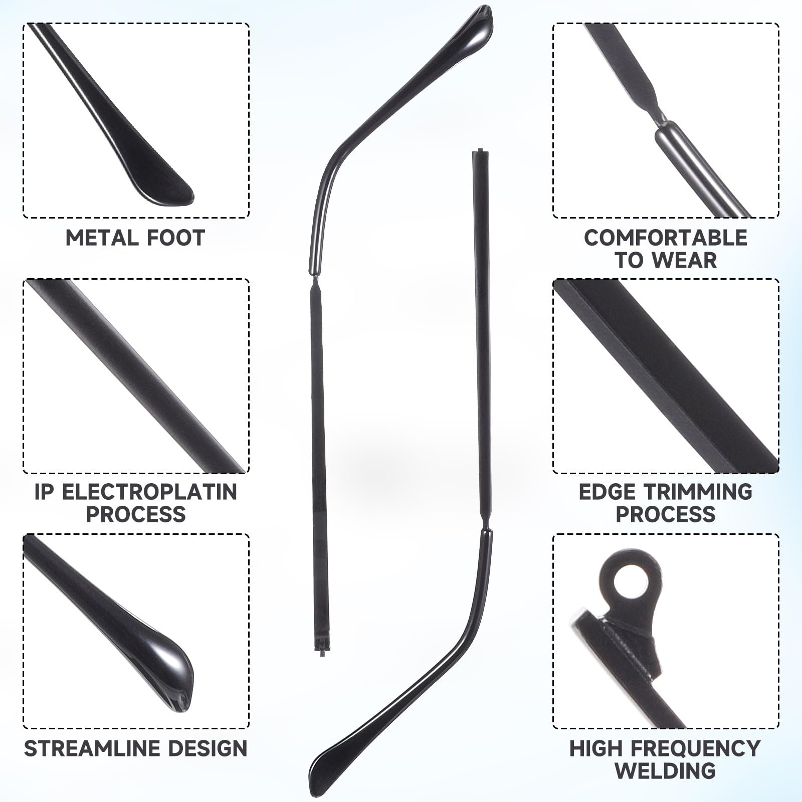 Ciieeo 2 Pares De Patillas De Repuesto Para Gafas – Brazos De TR De 14 Cm, En Negro, Cómodos Y Ligeros, Fáciles De Instalar