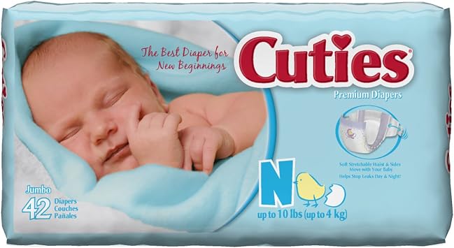 Cuties Baby Diapers, Newborn, 42-Count