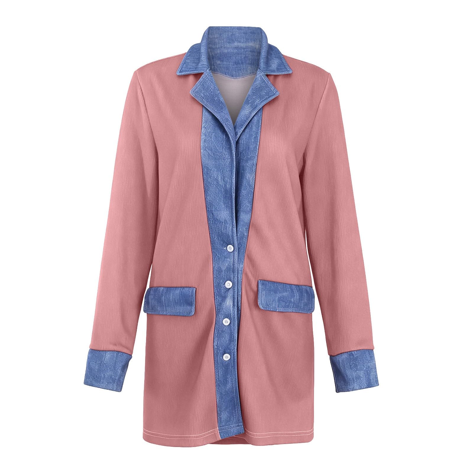 Générique Dżinsowy patchworkowy sweter oversize, gruba dzianina, swobodny styl. (XL)