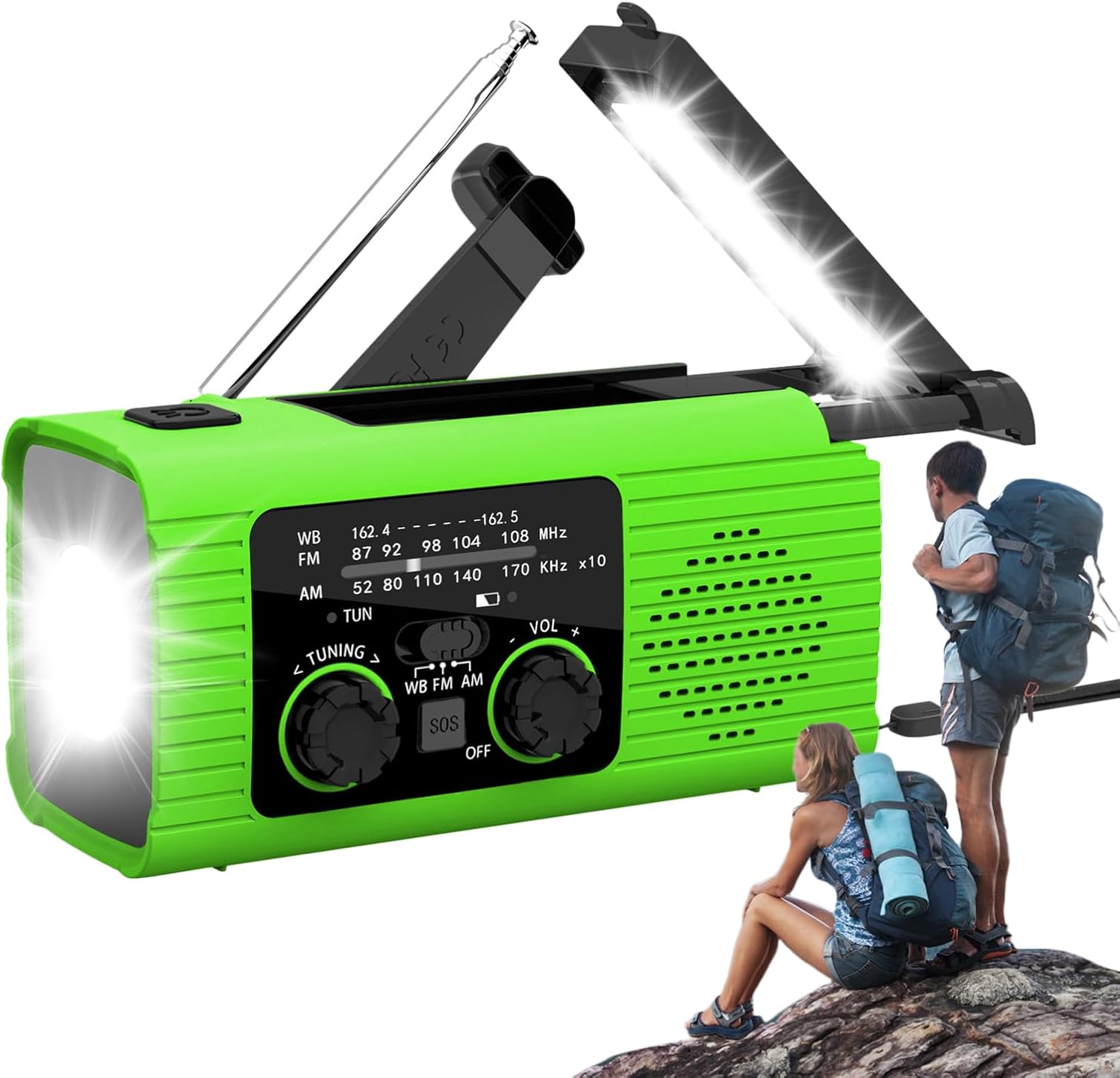 Hand Crank Solar Radio,Solar Emergencyy Hand Crank Weather Radio | 3 Way Charging Weather Power Bank for Travel Long Road Trips Indoor Outdoor Camping