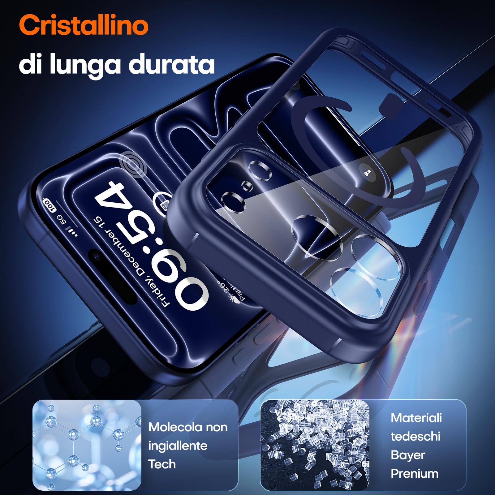 TAURI Cover per iPhone 17 Pro Max con Pellicola in Vetro Temperato,Protezione Completa della Fotocamera,[Compatibile con MagSafe] Magnetica Custodia per Sottile Anticaduta - Blu