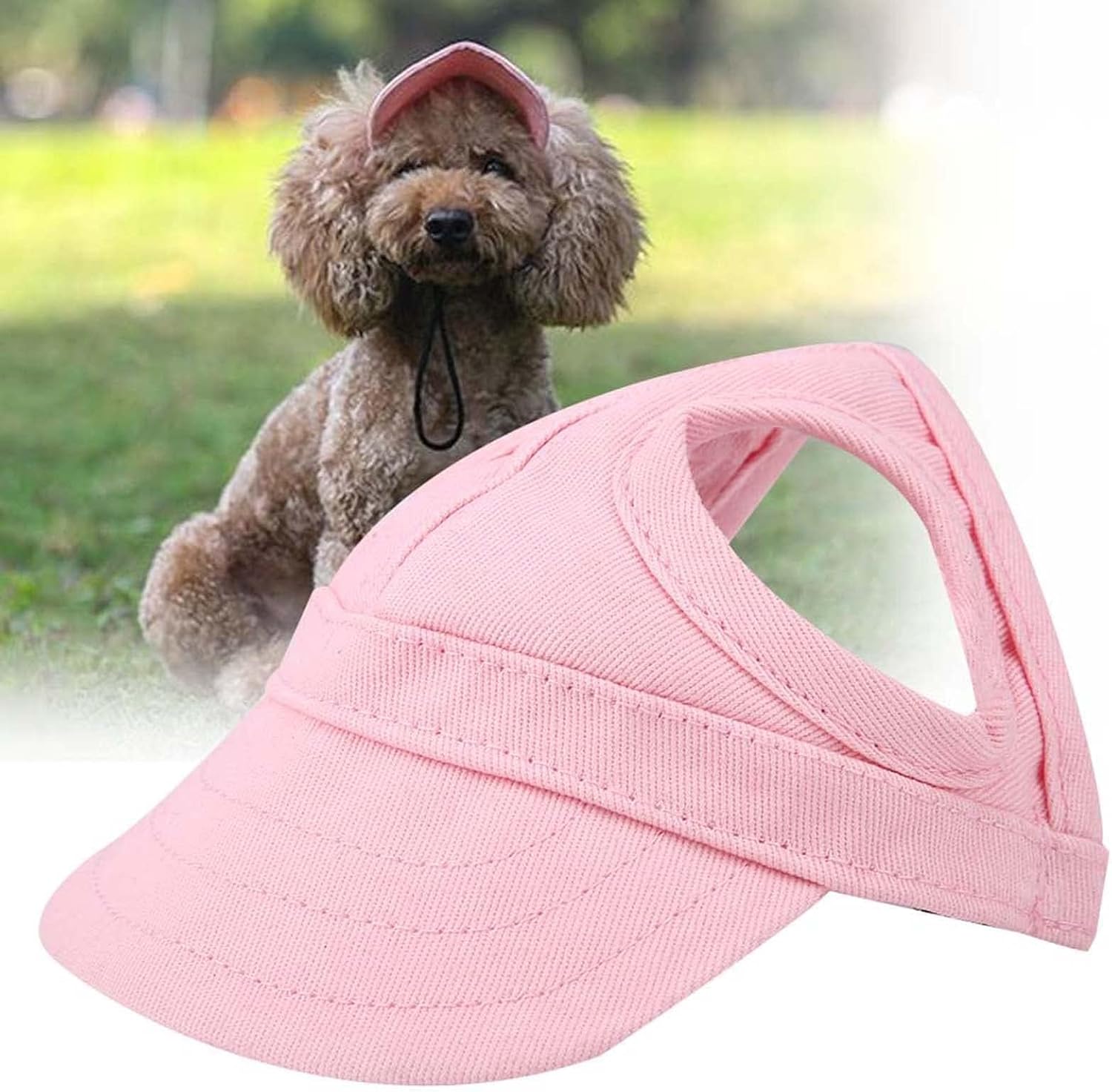 Dog Sun Hat, Small Dog Sun Hat with Ear Holes Adjustable Puppy Sunbonnet Headdress Beach Visor Hat Dog Cat Sunglasses for Puppies Summer Outdoor
