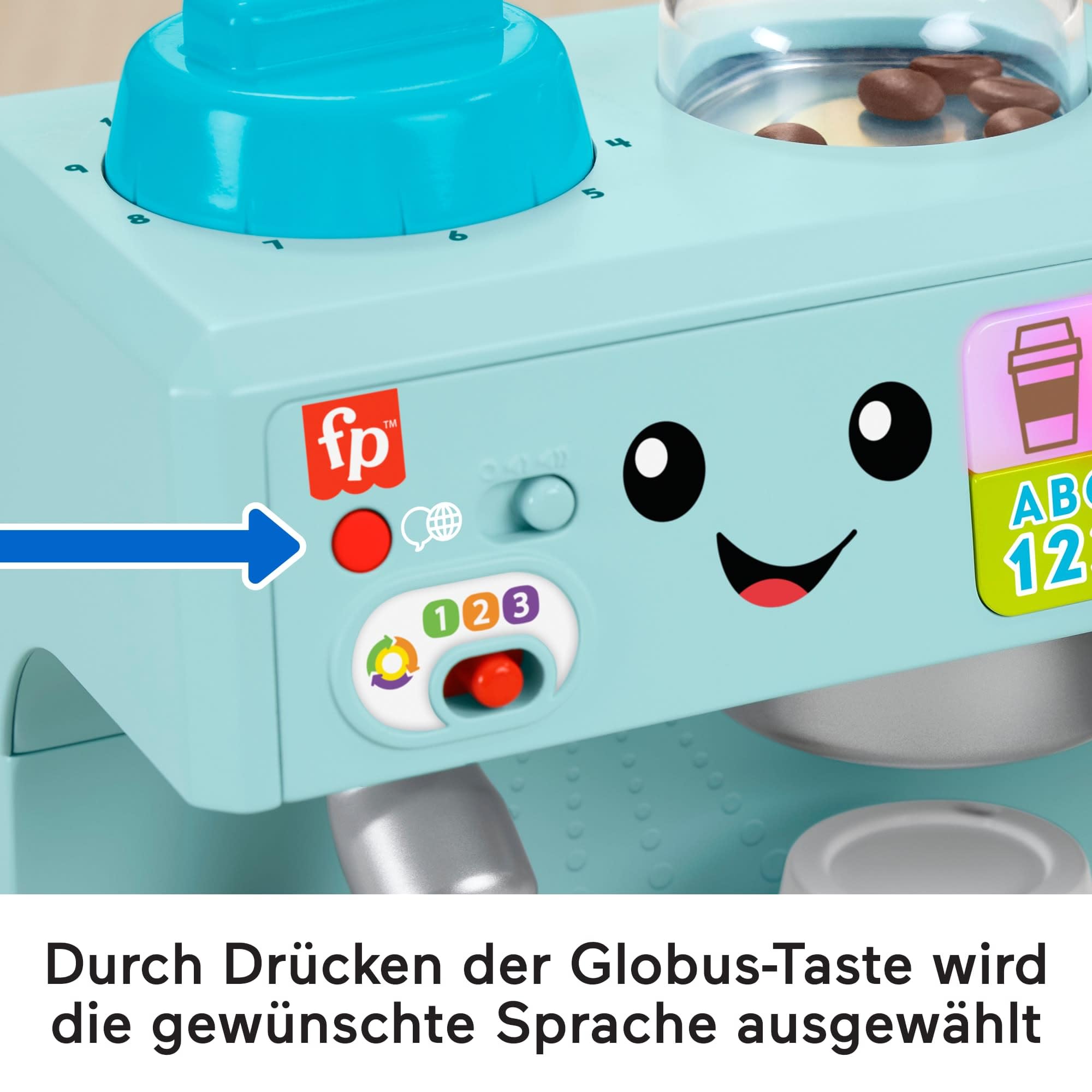 Fisher-Price Kleinkinderspielzeug Mein Barista-Set mit Lernstufen und 10 Teilen ab 18 Monaten, mehrsprachige Version, HYR98