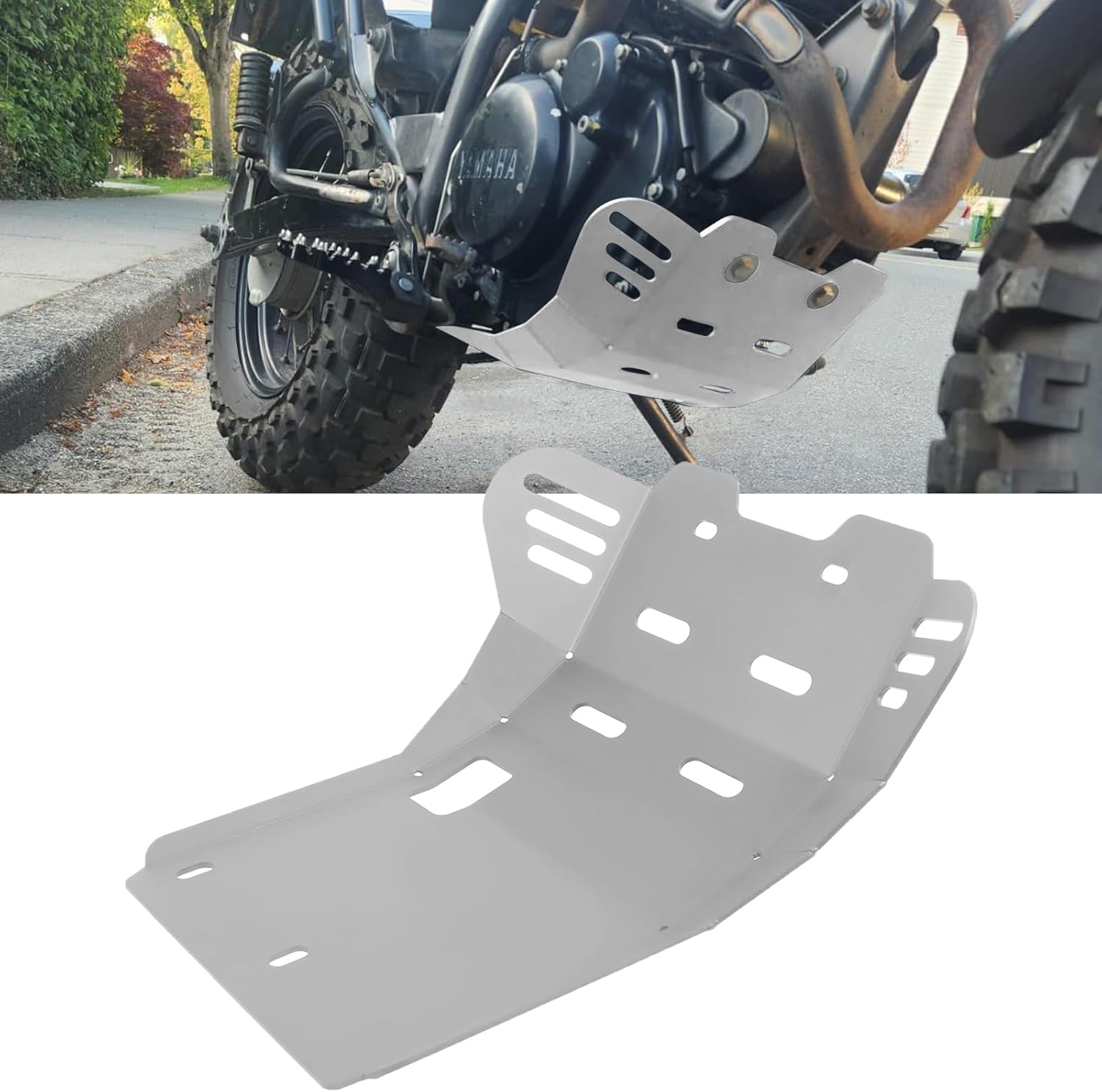 Motorcycle Skid Plate Replacement for Yamaha TW200 1987-2025 Under Engine Protection Aluminum Bash Plate(Black)