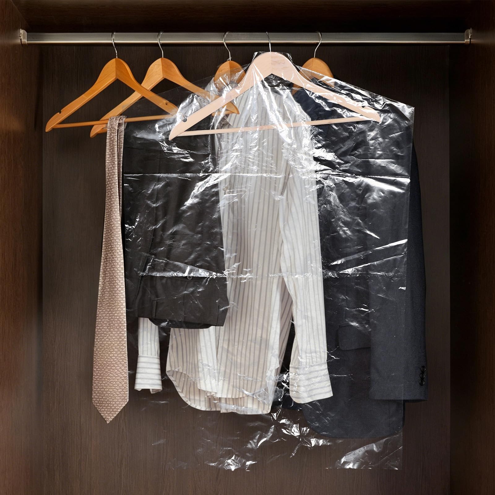 20 Unidades Funda Protectora para Ropa Antidespolvo de Plástico Transparente, Prevención de Colapso en Hombros, Ahorro de Espacio para Vestido y Pantalón en Armario o Viaje