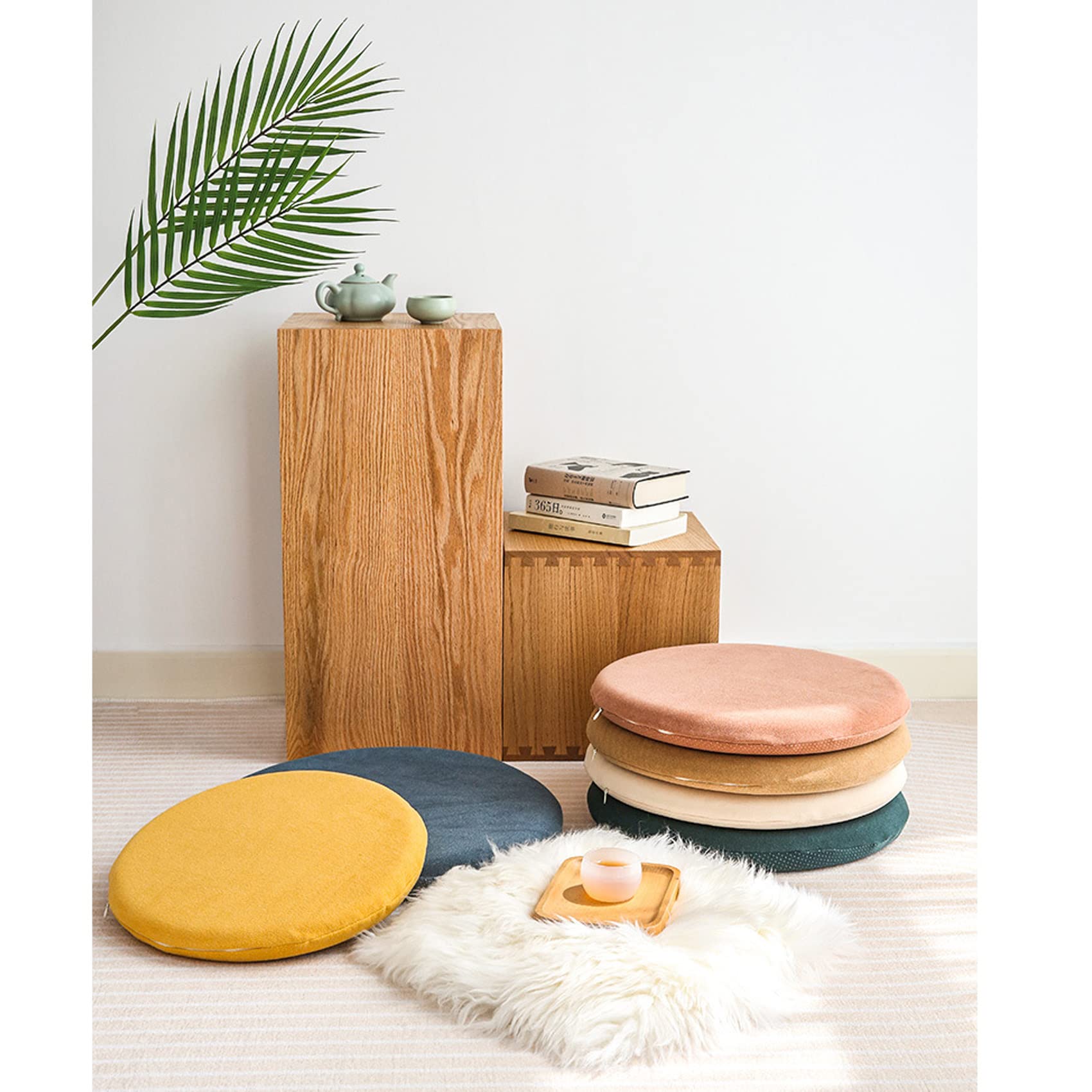 Coussin de chaise rond en mousse à mémoire de forme, imperméable et antidérapant, en cuir synthétique, 40 x 40 cm, confortable pour la maison et le bureau - Jaune