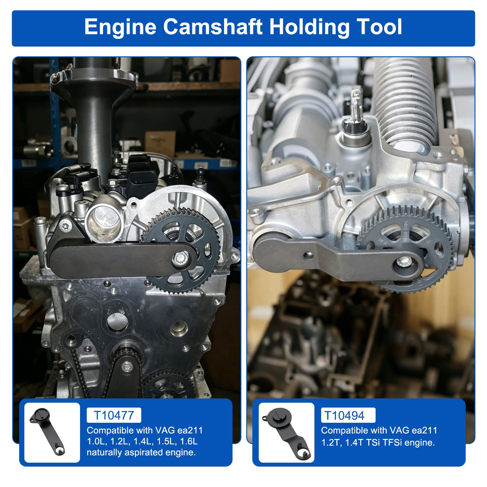 Set di Attrezzi per Cinghia di Distribuzione 9 Pezzi per Motore EA211 1.0 1.2 1.4 1.5 1.6L TSI TFSI FSI, Attrezzo di Fissaggio per Albero a Camme e Albero Motore per Seat Skoda VW Audi