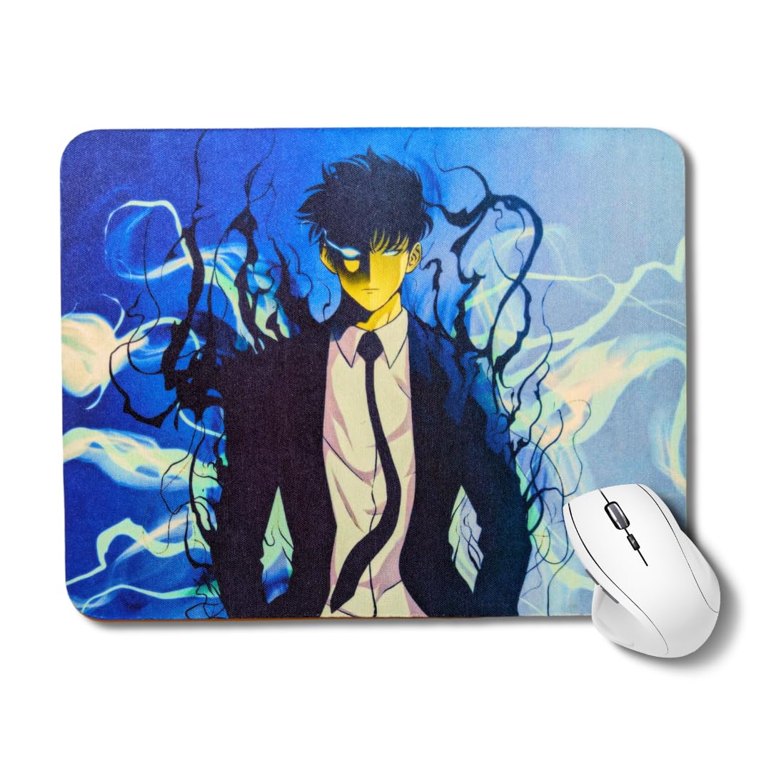 Solo Leveling Edition Printed Anime Mouse Mat, (9 Inch x 7 Inch) Gaming Mouse Pad, Non - Slip Rubber Base Design, Washable, Premium - Printing, Compatible with Laser and Optical Mice (Sung Il-Hwan)