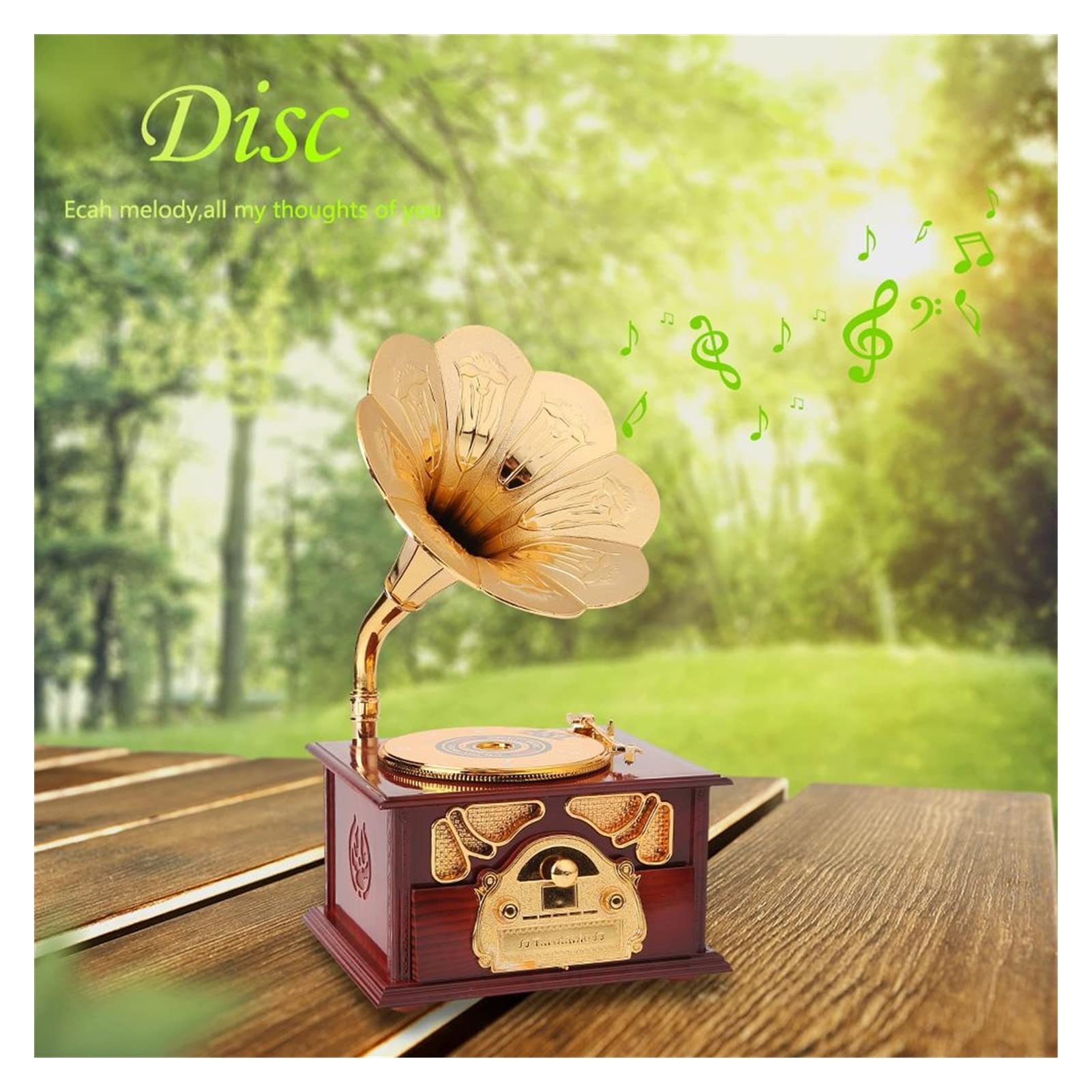 Carillon, per Ragazze Donne Creative Classic Music Box Decorazione Della Casa Decorazione di Natale Regalo di compleanno Antique Musica in legno Metal Gramophone Music Box Music Box per Compleanno Nat