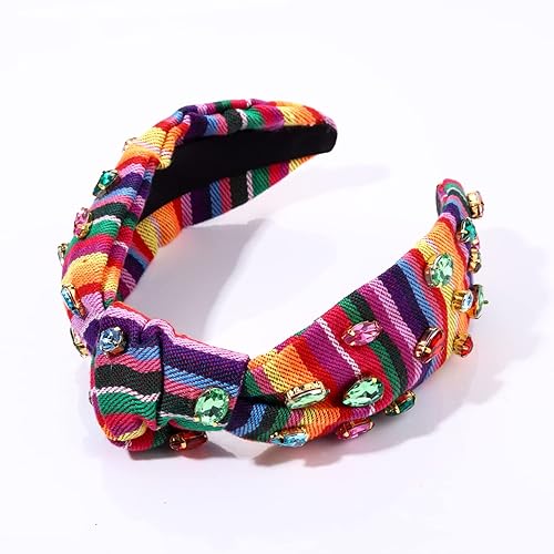 Miniatura 4 de Diadema de terciopelo de cristal, tocado turbante con nudo en cruz, accesorios de aro para mujer (colorido)
