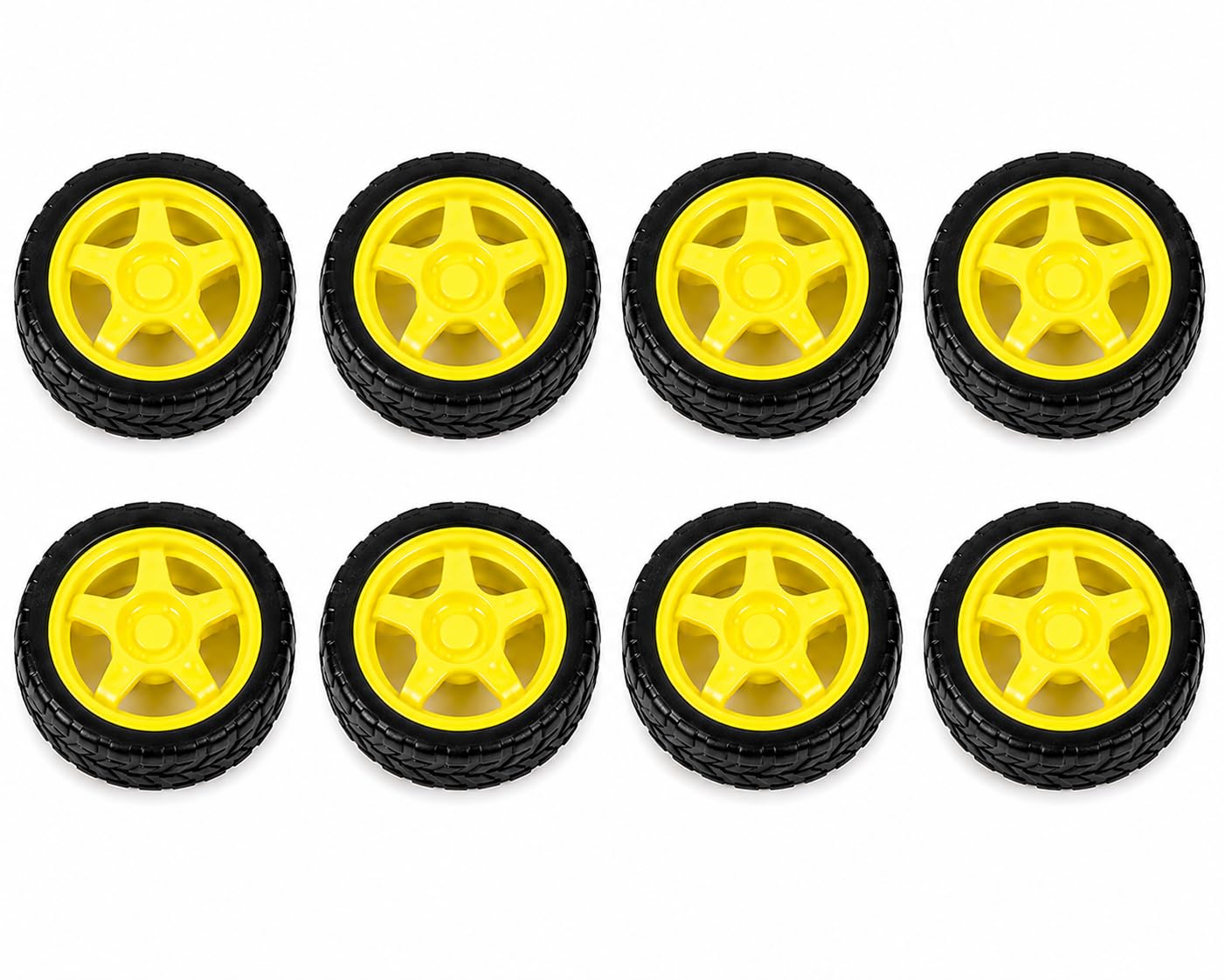 DIY Robot Car Wheel Kit Pack of 8 – Durable Yellow Wheels with Rubber Tires for Arduino, RC Cars, Educational Models-image-45
