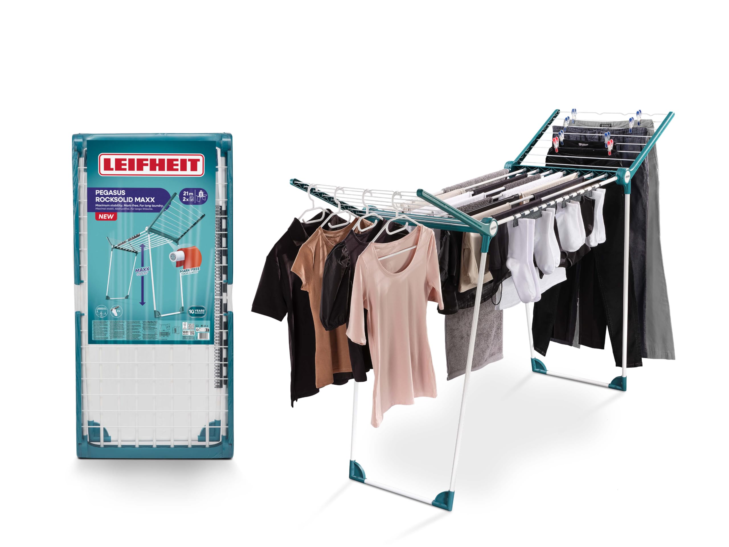 Leifheit Tendedero de pie Pegasus RockSolid Maxx, tendedero Plegable