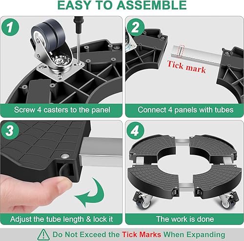 Miniatura 6 de Organizador para plantas con ruedas, paquete de 2 soportes ajustables de 15 a 21 pulgadas con ruedas, soporte de planta rodante resistente para