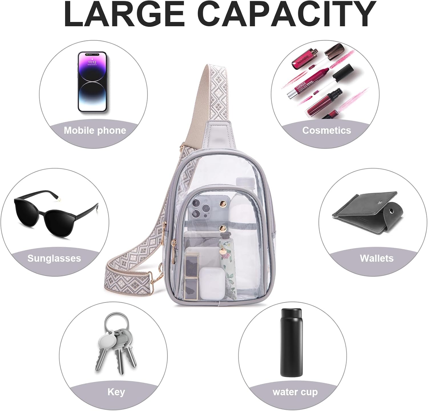 Clear Sling Bag for Stadium Events, Crossbody Bag for Women - Stadium Approved - Image 5