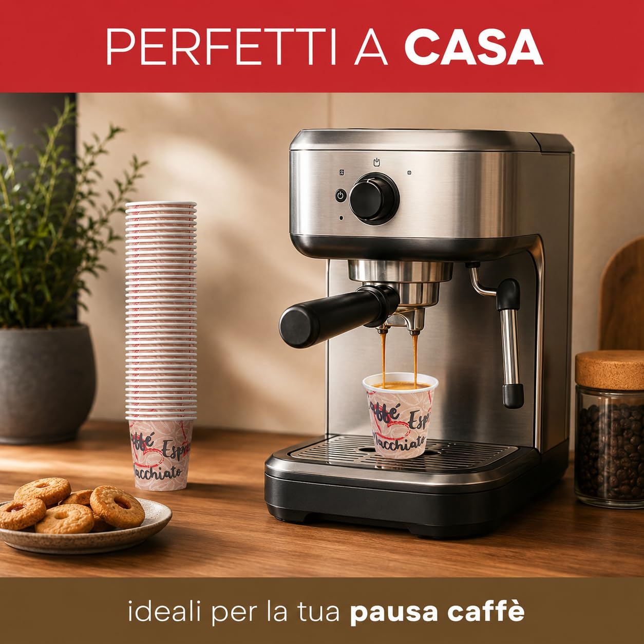 Caffetti 150 Bicchierini Caffè Carta 90 ml Made in Italy, 3 Stecche da 50 Bicchieri Monouso per Espresso, Tazzine Usa e Getta per Bar, Ufficio, Asporto, Bevande Calde, Tema Cuore