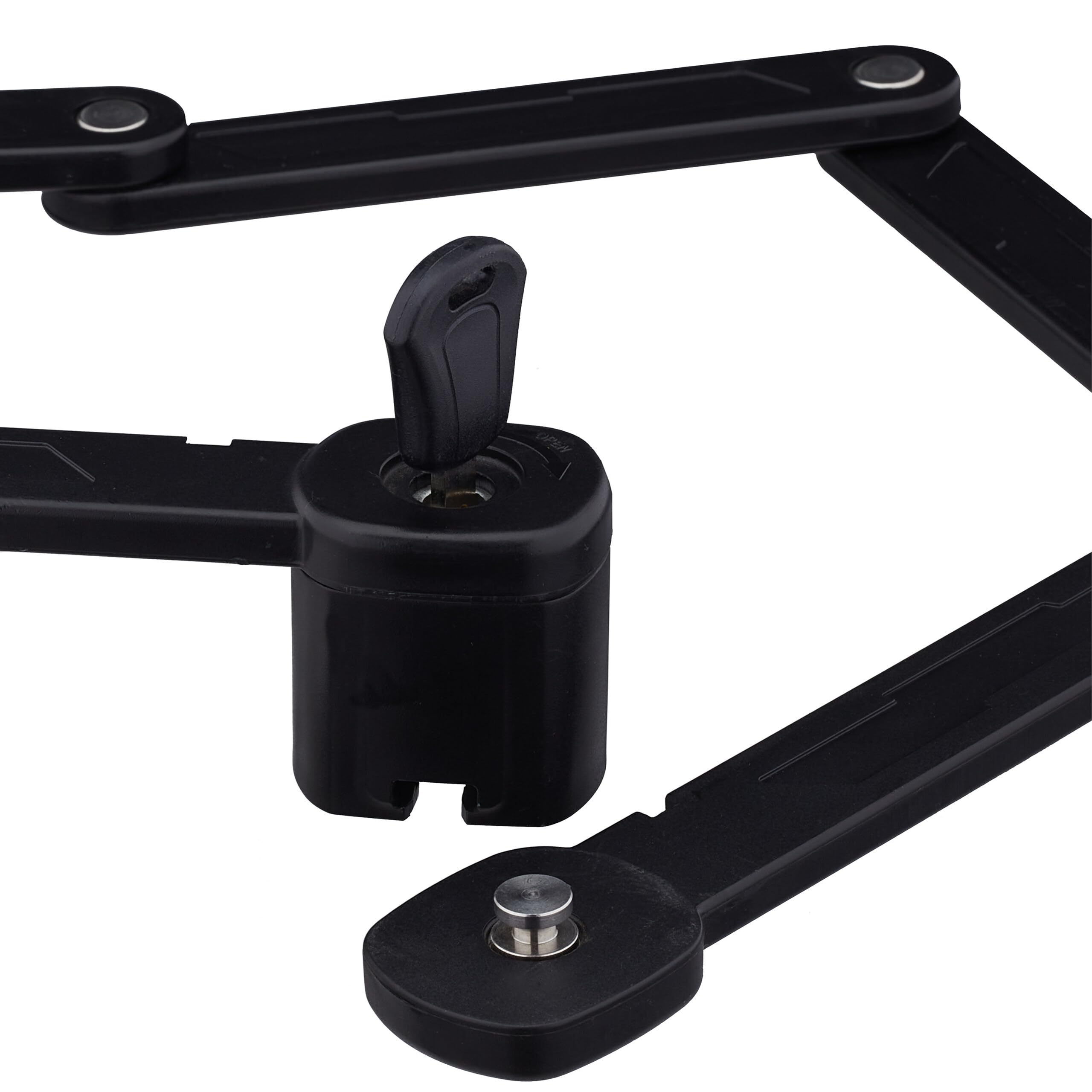 Relaxdays Lucchetto da Bici Pieghevole, Lock per Biciclette con Supporto su Telaio, 2 Chiavi, Lungo 85 cm, Acciaio, Nero