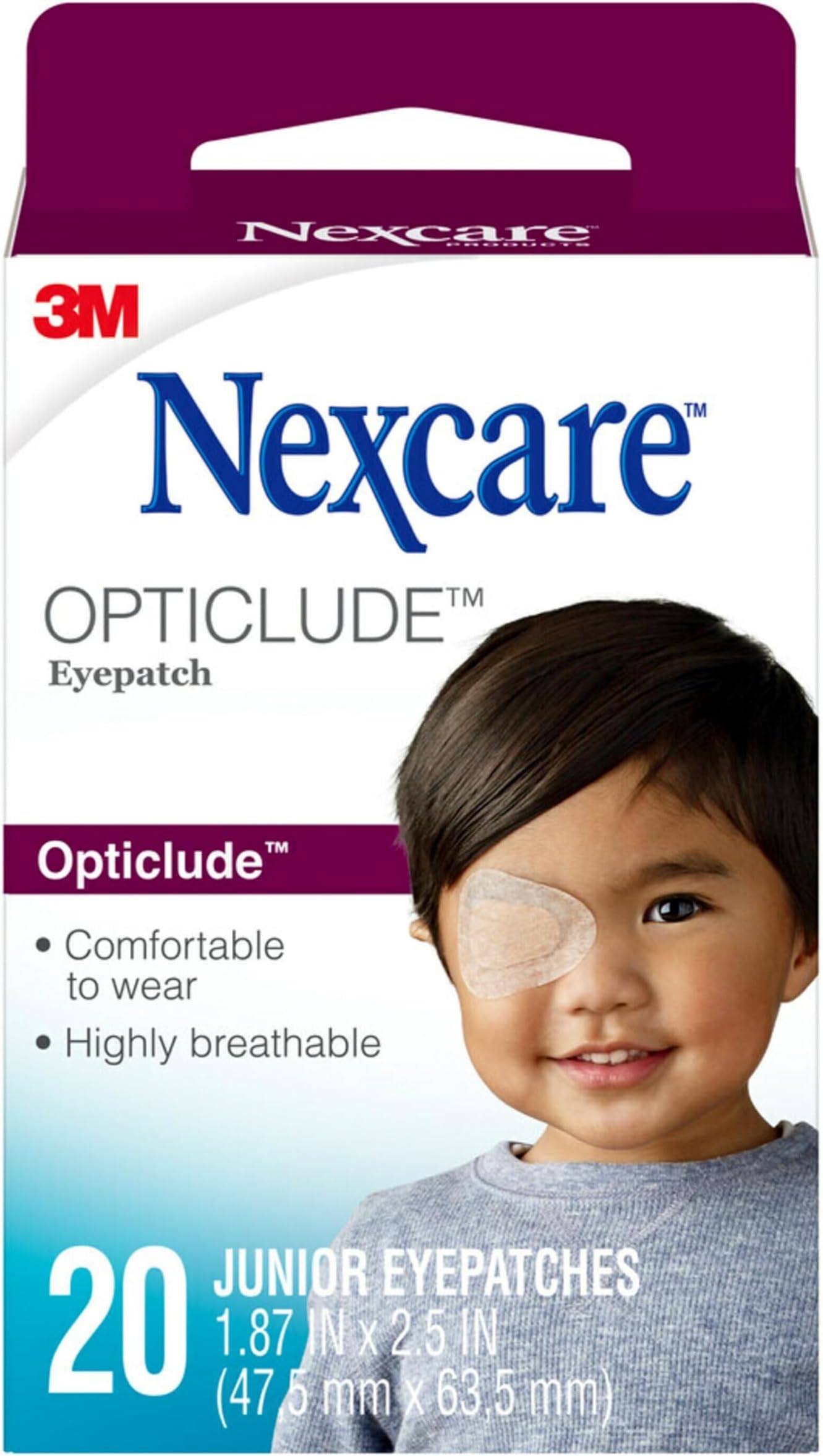 Opticlude Orthoptic Eye Patch 1537, Junior, 2.44 in x 1.81 in, 20 Patches