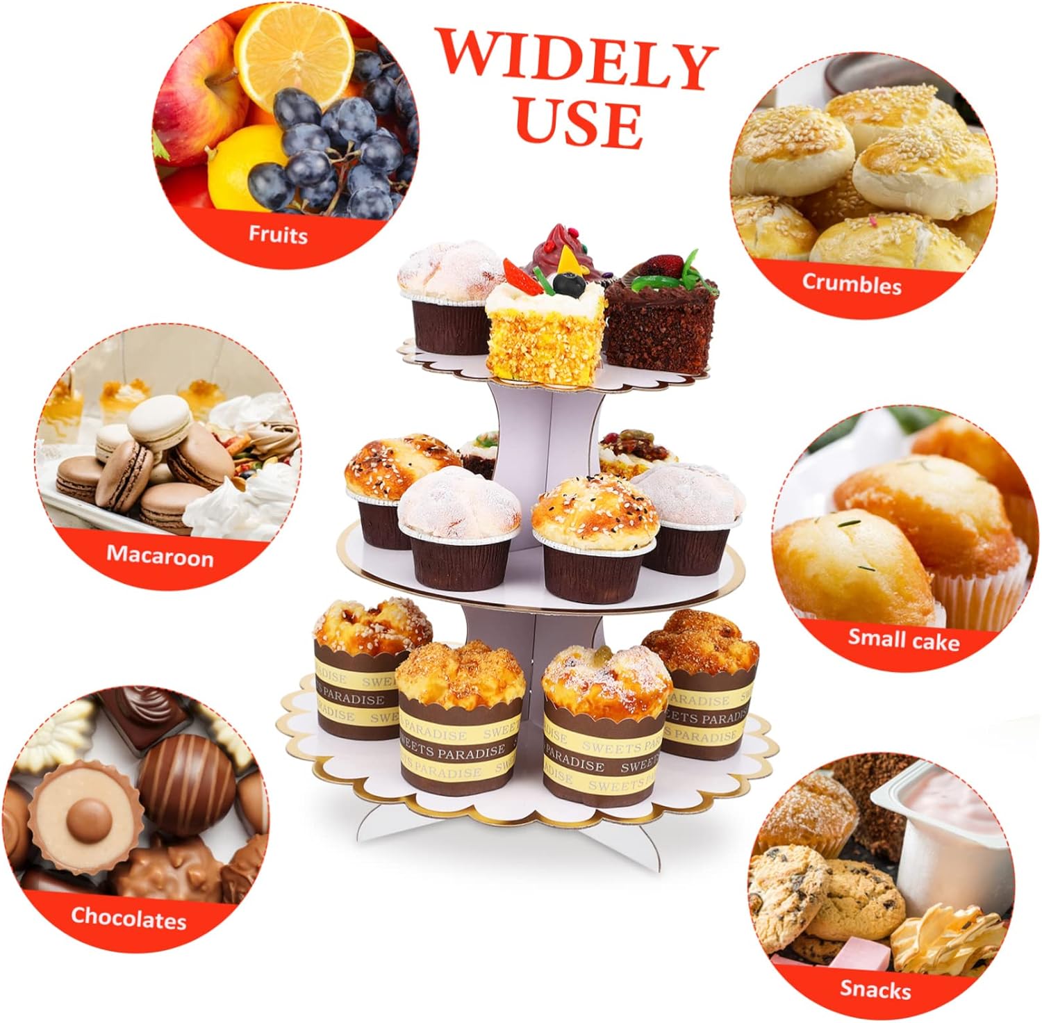 Cabilock 3pcs Cardboard Cupcake Stand Cupcake Display for Birthdays Party Baking Wedding