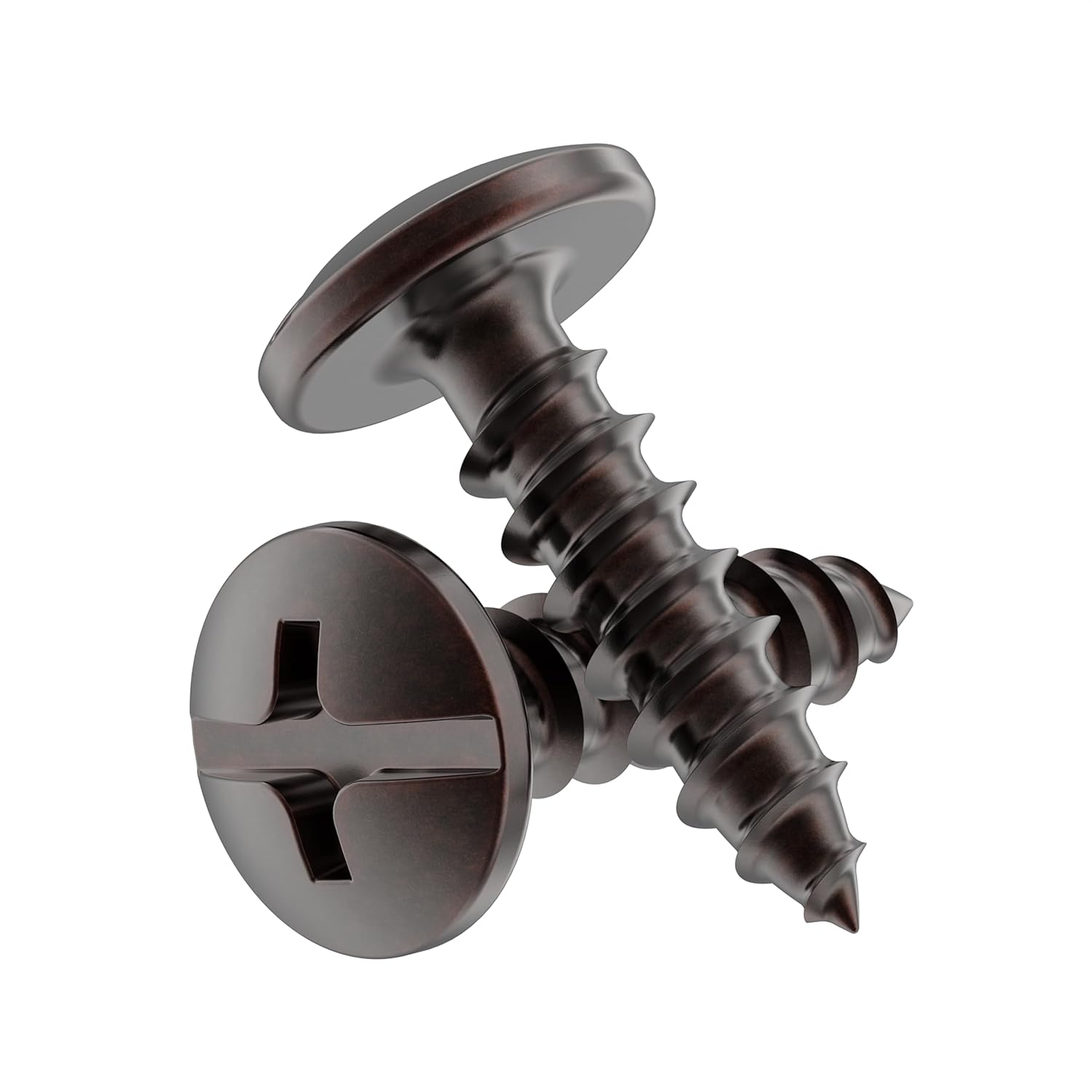 #8 x 5/8" Antique Copper Round Head Phillips Wood Screws - Pack of 25 - Self Tapping Truss Head Screws for Wood - TH858-SAC