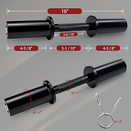 Miniatura 2 de LAJIAOZ Asas de mancuernas olímpicas ajustables de 16 pulgadas (capacidad de peso 150 libras), par de barras de mancuernas cargables para discos de