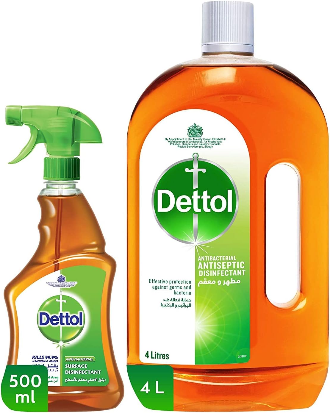 Antiseptic and Anti-Bacterial Surface Trigger - Pack of 2 (500ml and 4L)