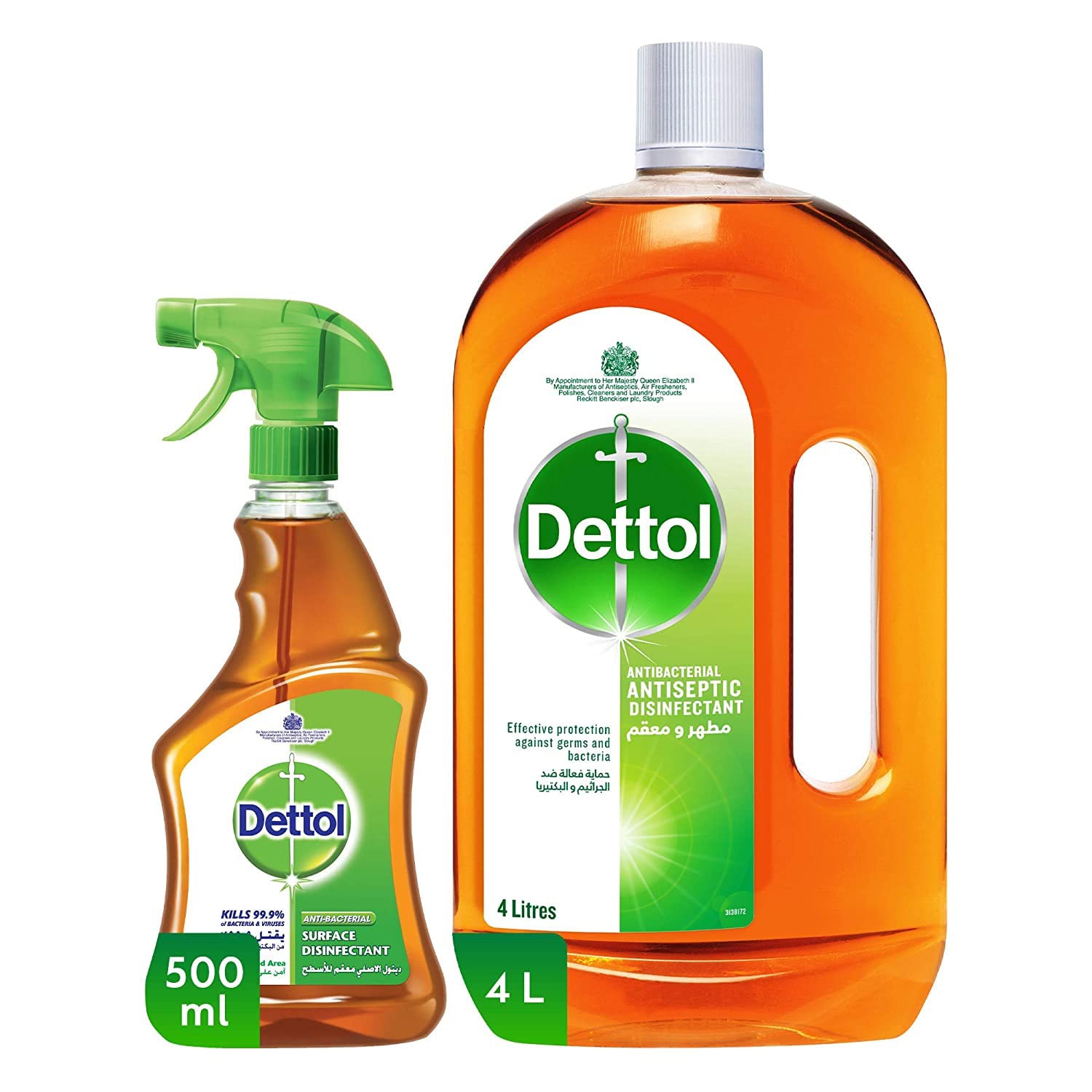 Antiseptic and Anti-Bacterial Surface Trigger - Pack of 2 (500ml and 4L)