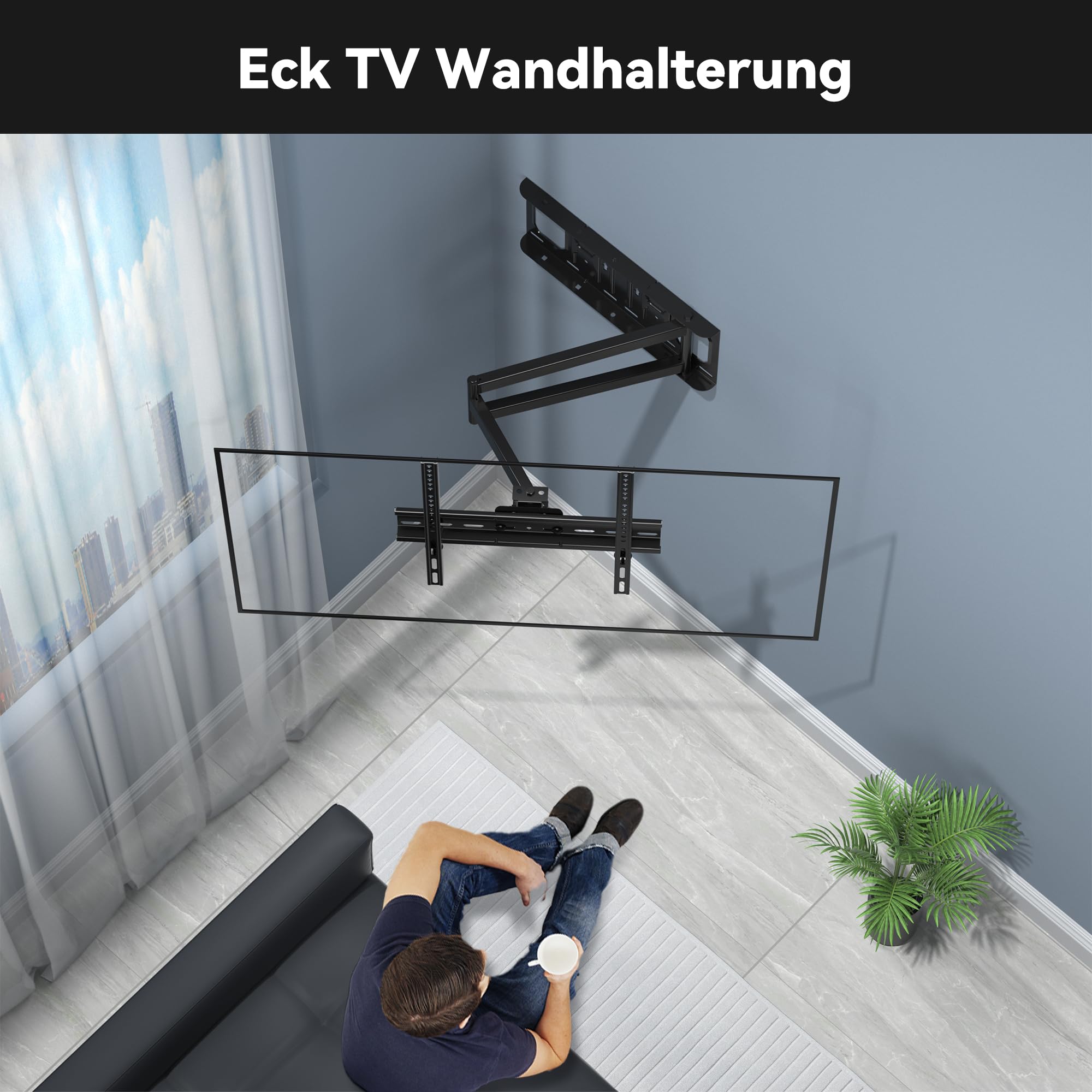 FORGING MOUNT TV Wandhalterung für 26-65 Zoll Flach & Curved Fernseher | TV Halterung mit Langem Gelenkarm 650mm, Schwenkbar Neigbar Ecke Wandhalterung Fernseher, bis zu 35kg, Max. VESA 400x400mm