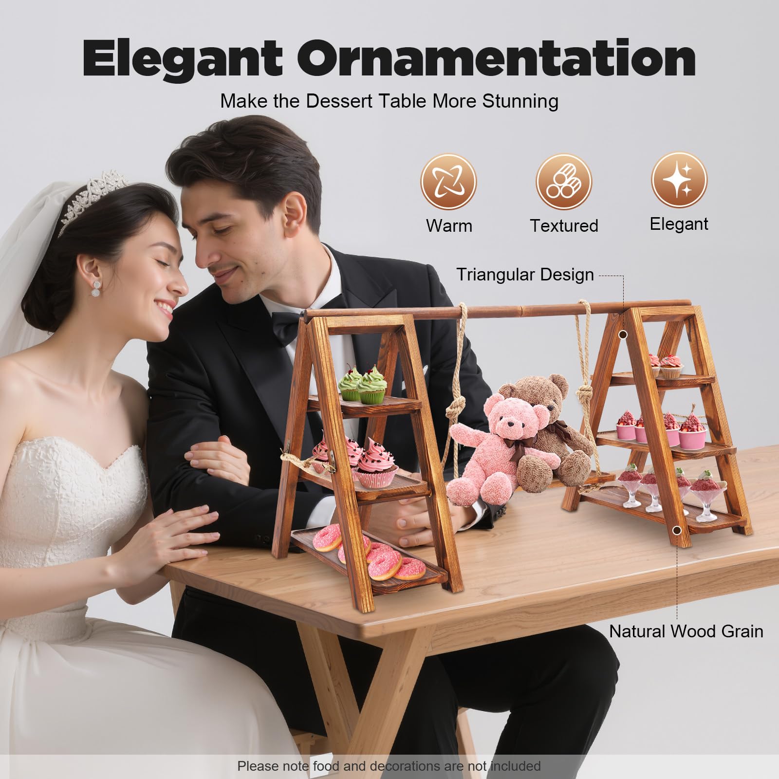 3-Tier Wooden Dessert Stand - Cupcake Stand With Adjustable Trays