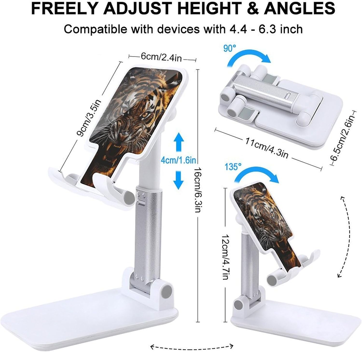 Ferocious Tiger Folding Cell Phone Stand, Portable Phone Holder image 2