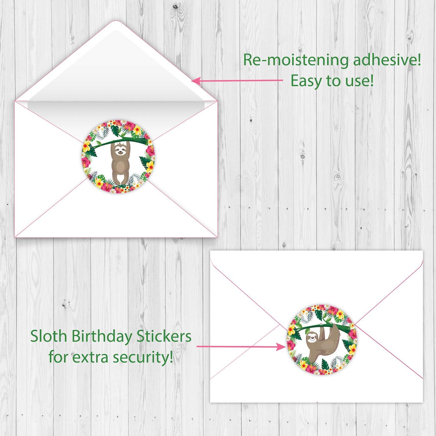 Avamie 20 Pack Let's Hangou Sloth Invitations with Envelopes and Stickers, Invitation Cards for Birthday, Kids, Game Day, and Various Kids Events