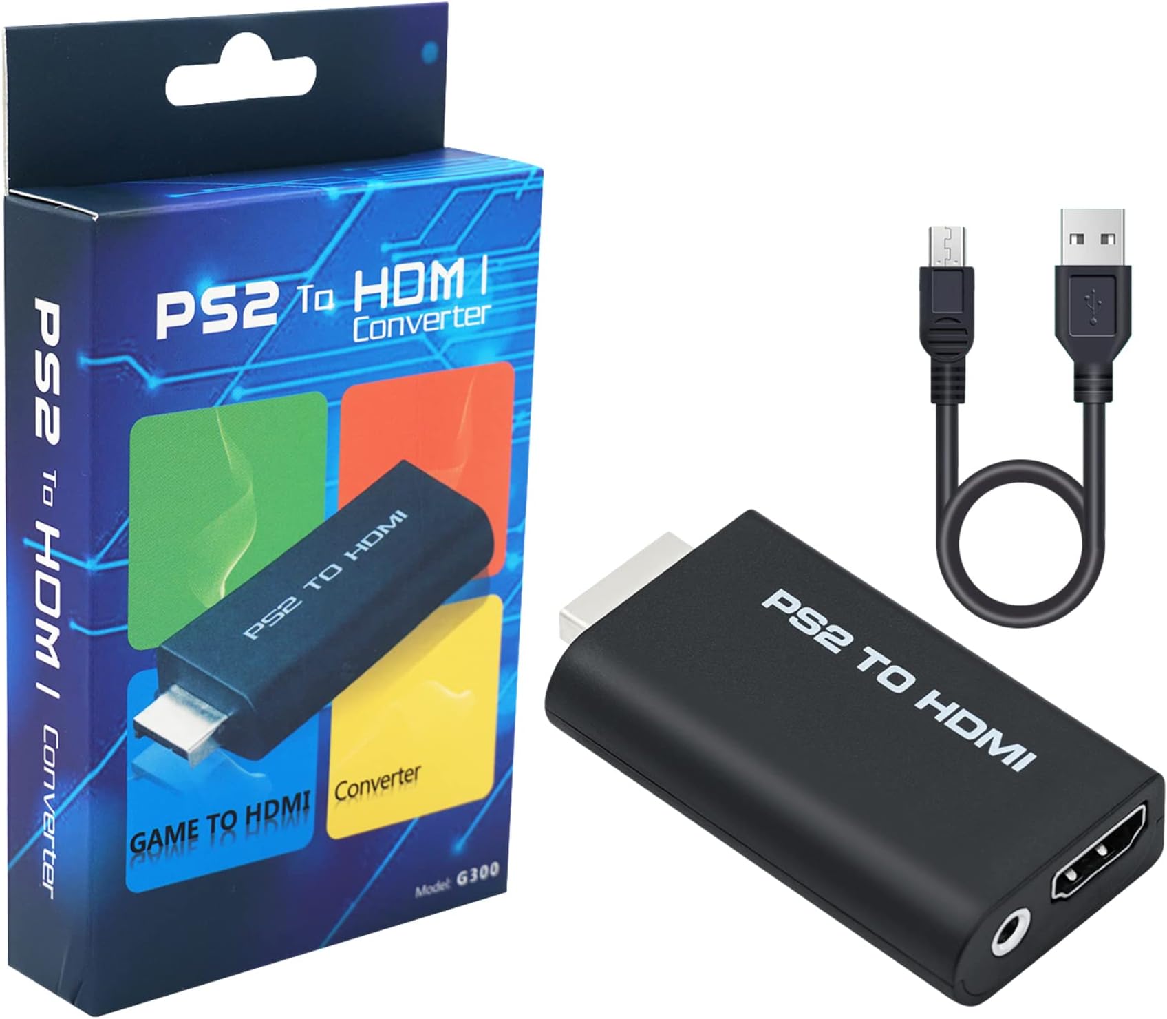 Mcbazel Video Audio Adapter PS2 to HDMI Converter w/ 3.5mm Audio Output